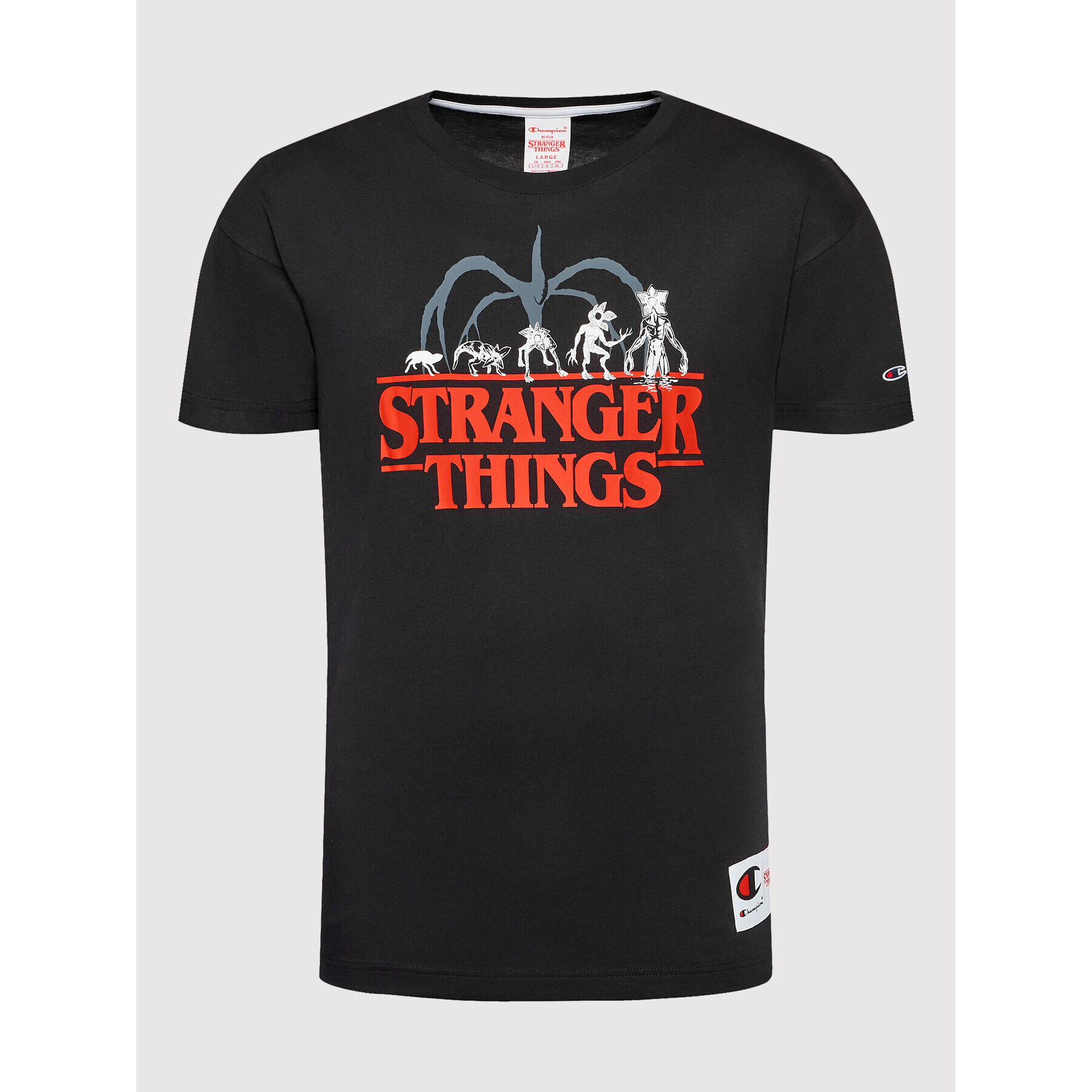 Champion Tricou STRANGER THINGS Unisex 217791 Negru Custom Fit - Pled.ro