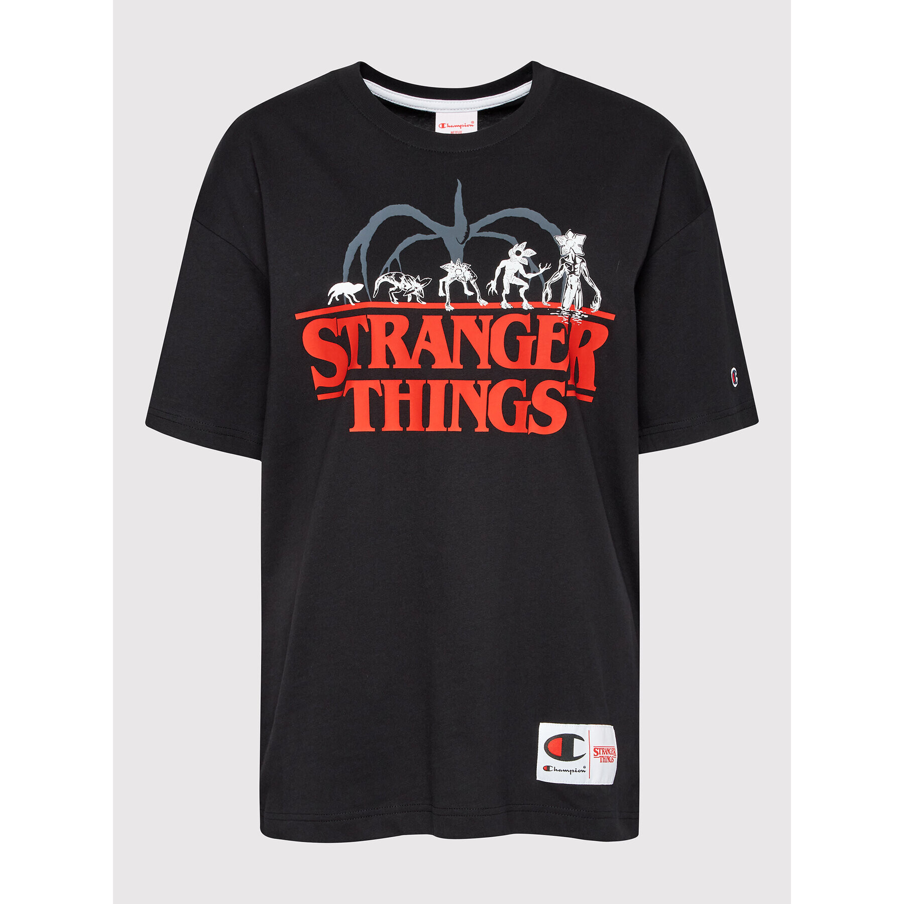 Champion Tricou STRANGER THINGS Unisex 217791 Negru Custom Fit - Pled.ro