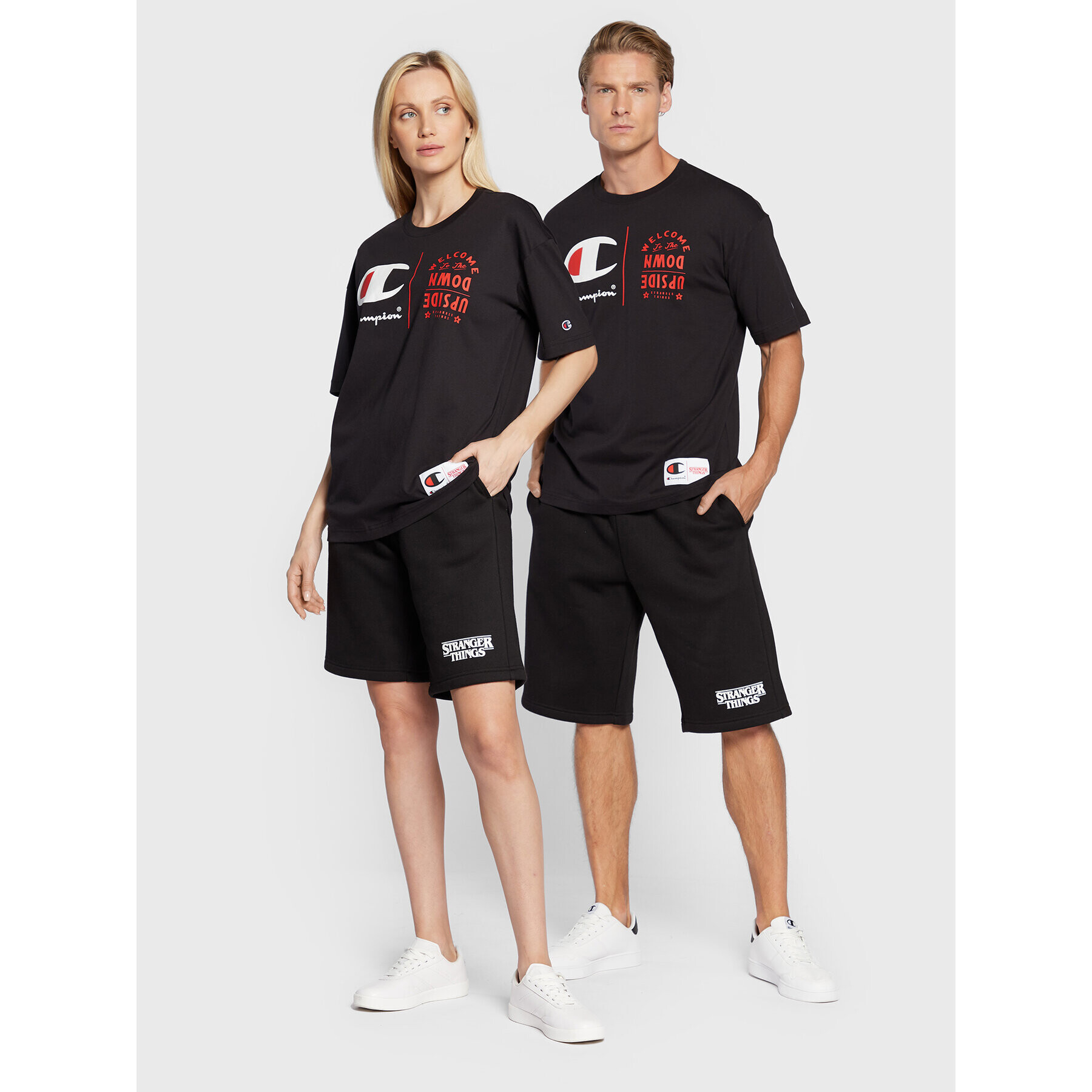 Champion Tricou STRANGER THINGS Unisex 217791 Negru Custom Fit - Pled.ro