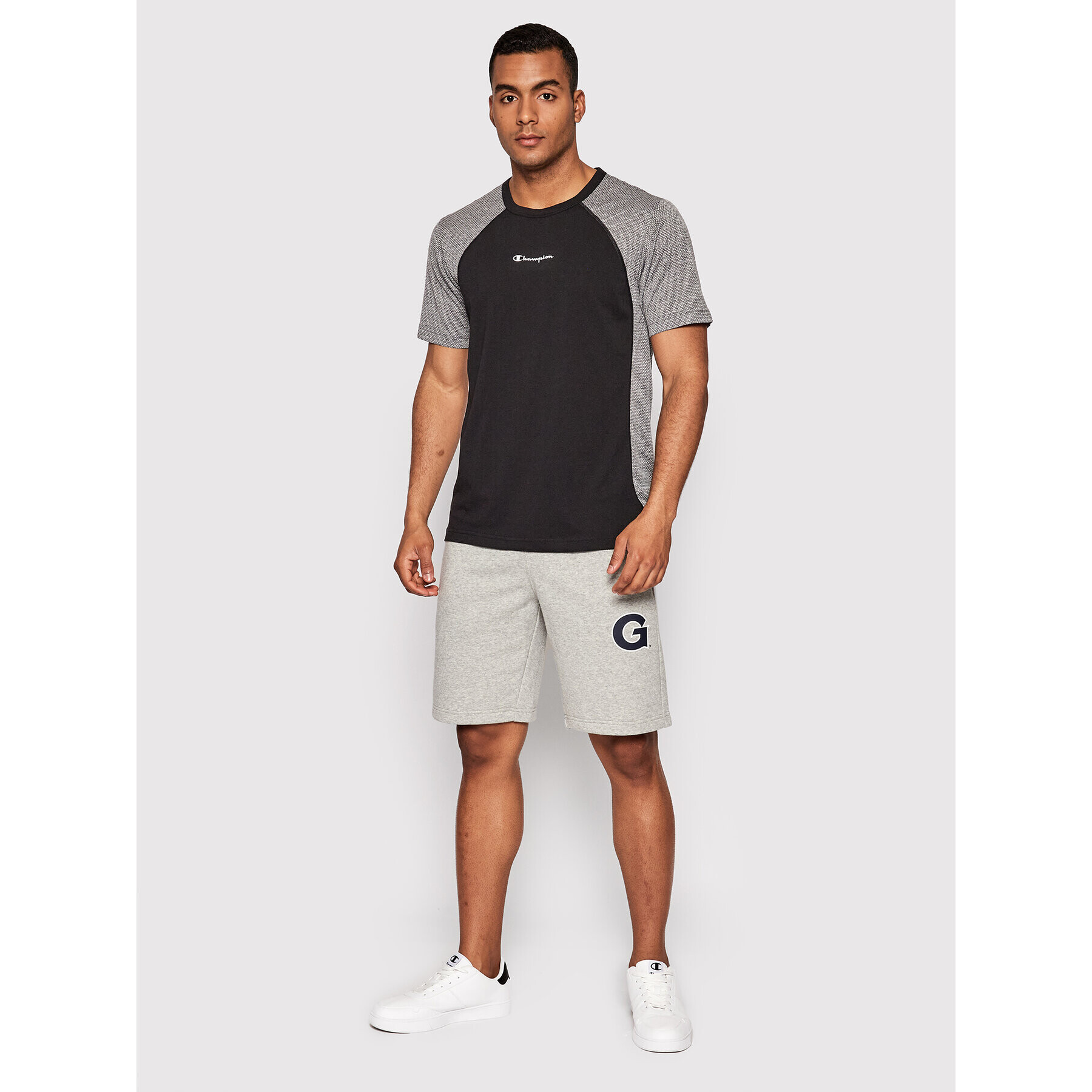 Champion Tricou tehnic Micro Mesh Insert 217111 Negru Athletic Fit - Pled.ro