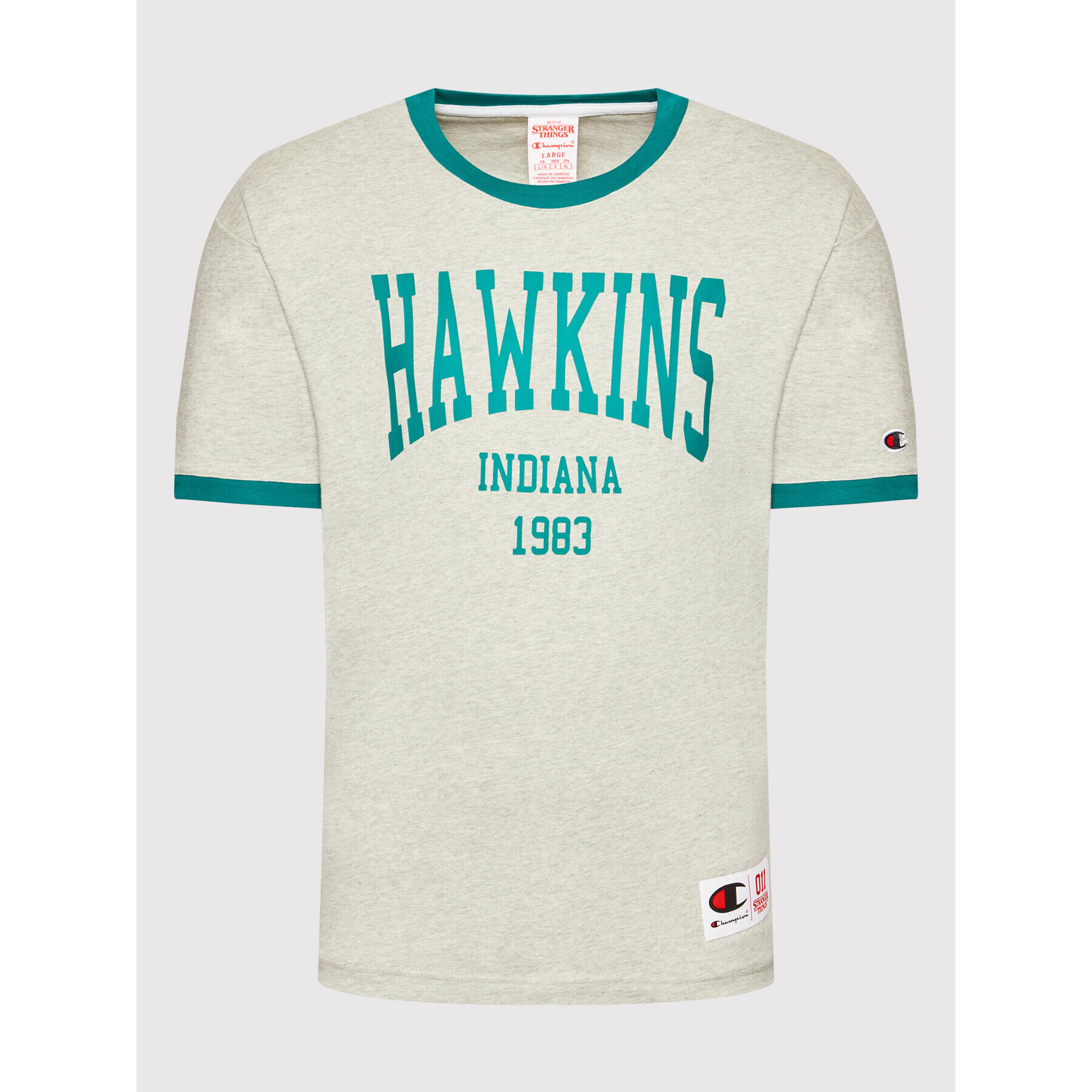 Champion Tricou Unisex STRANGER THINGS Hawkins 217756 Gri Custom Fit - Pled.ro