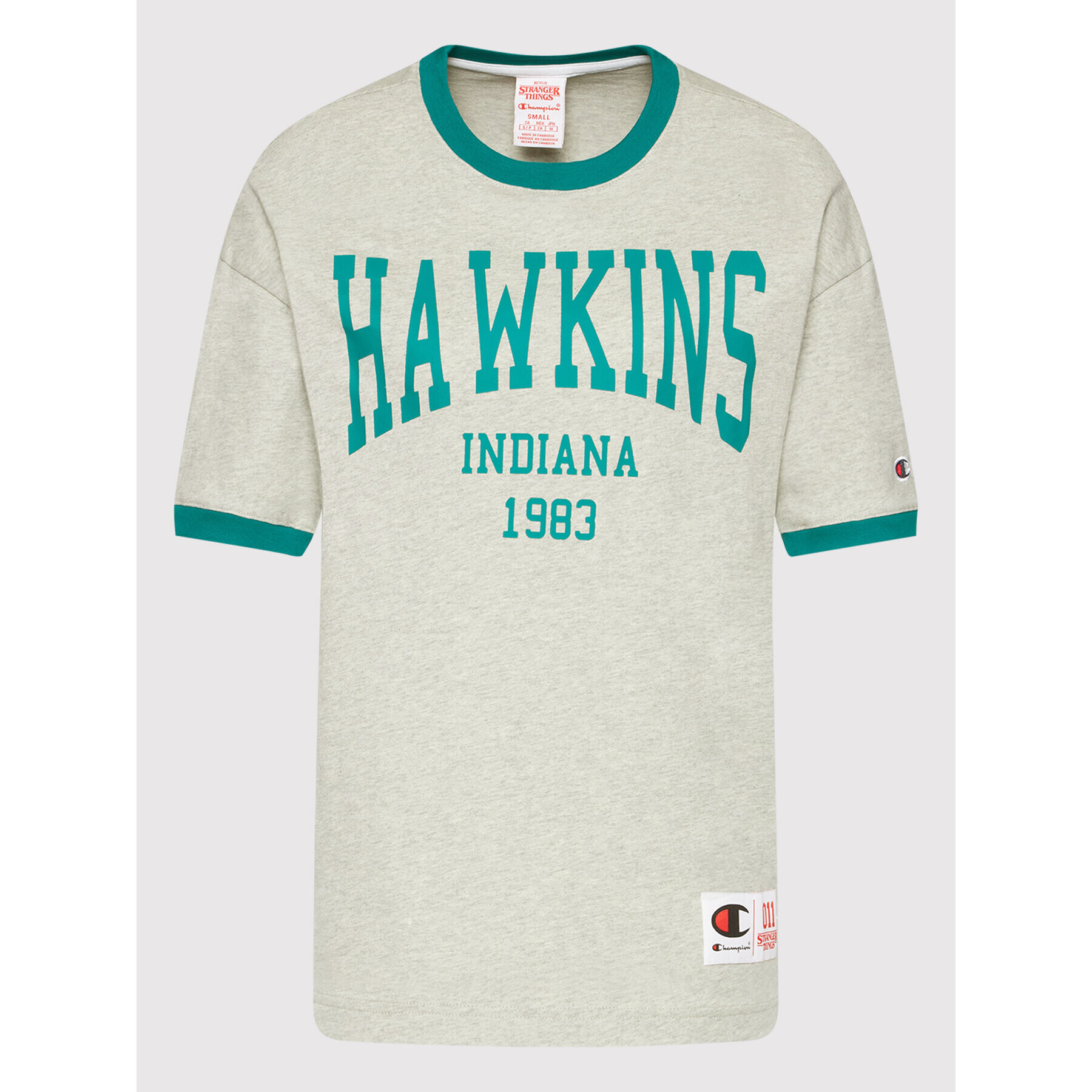 Champion Tricou Unisex STRANGER THINGS Hawkins 217756 Gri Custom Fit - Pled.ro