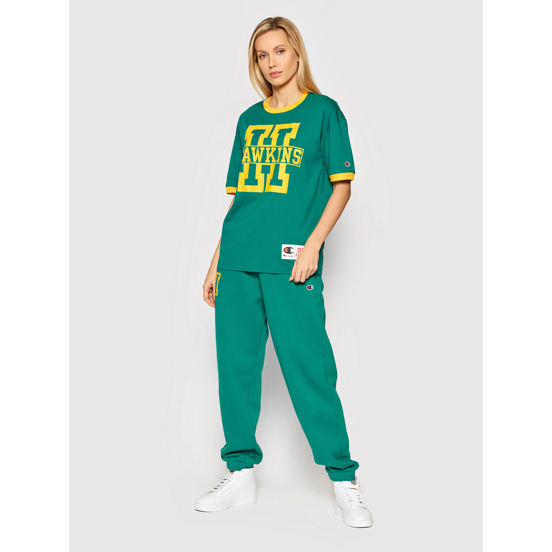 Champion Tricou Unisex STRANGER THINGS Hawkins 217756 Verde Custom Fit - Pled.ro