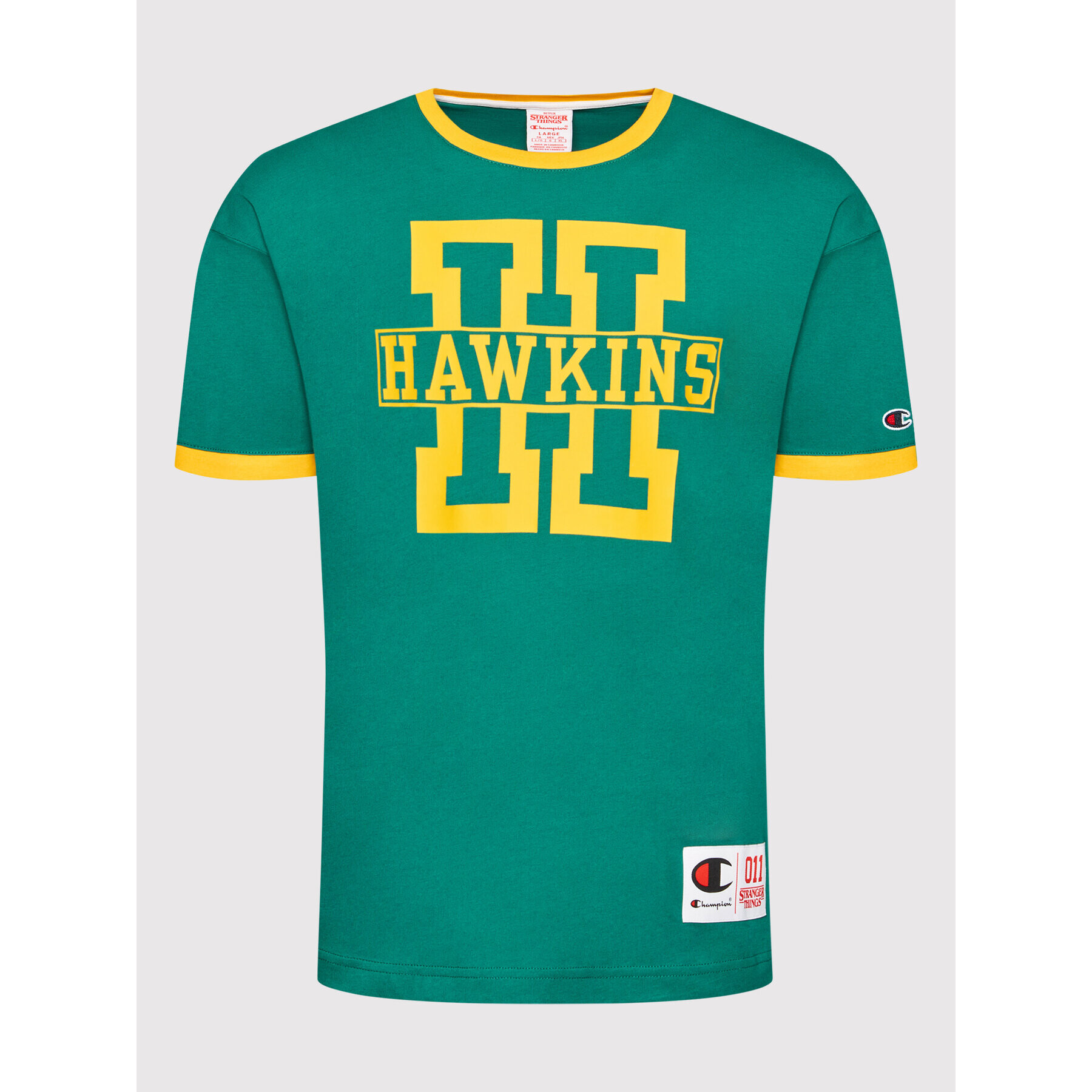 Champion Tricou Unisex STRANGER THINGS Hawkins 217756 Verde Custom Fit - Pled.ro