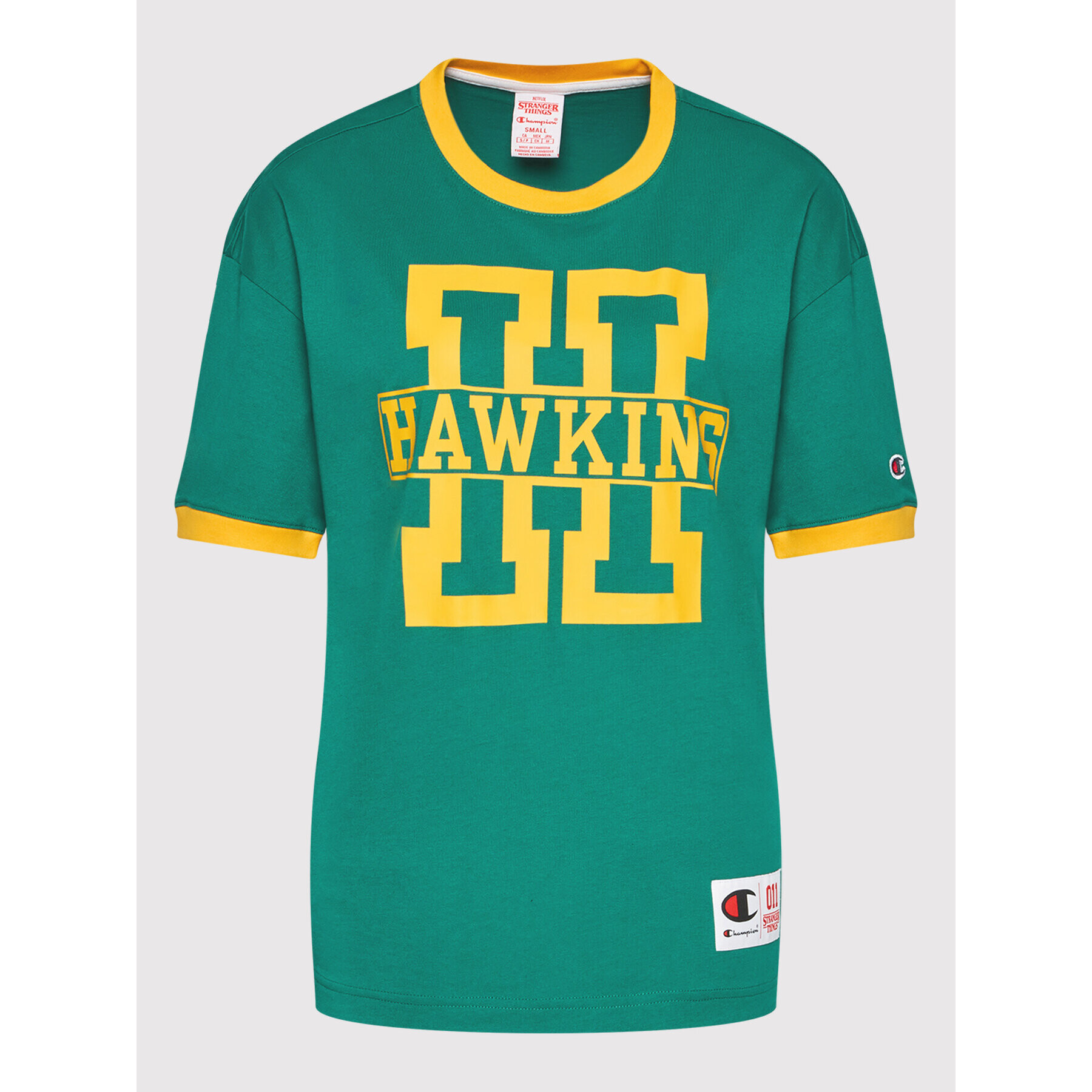 Champion Tricou Unisex STRANGER THINGS Hawkins 217756 Verde Custom Fit - Pled.ro