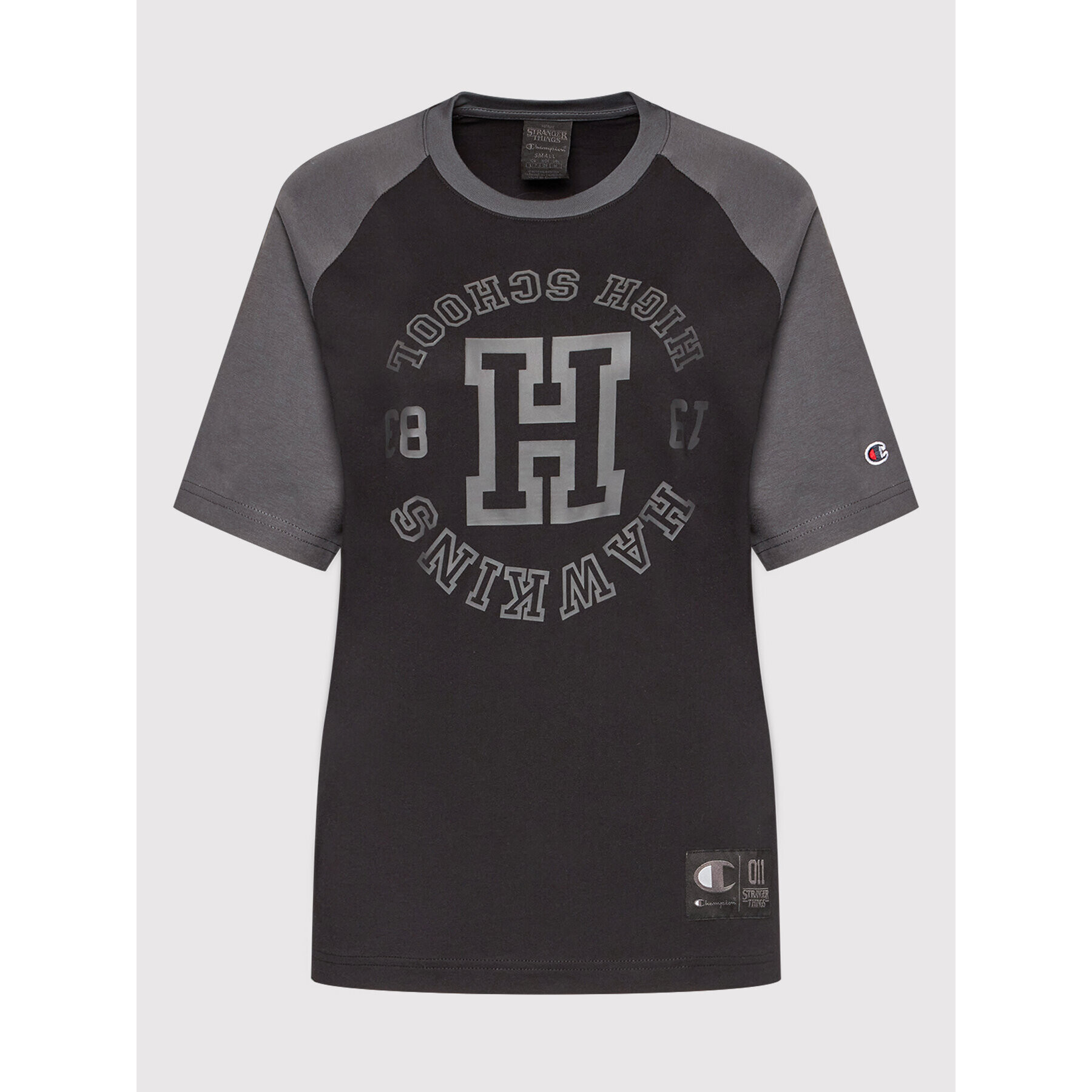 Champion Tricou Unisex STRANGER THINGS Hawkins Raglan 217755 Negru Custom Fit - Pled.ro