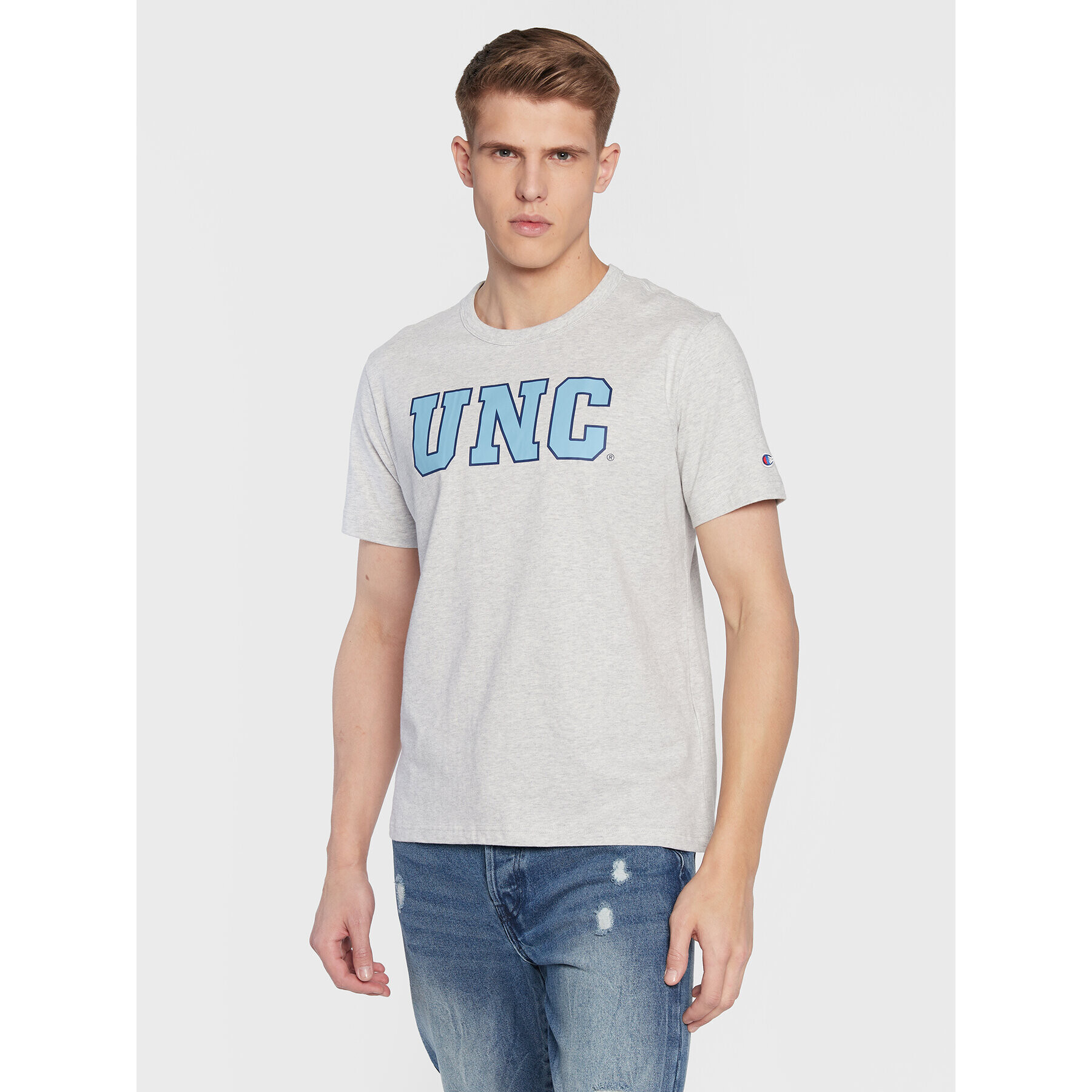 Champion Tricou University Logo 218351 Gri Regular Fit - Pled.ro