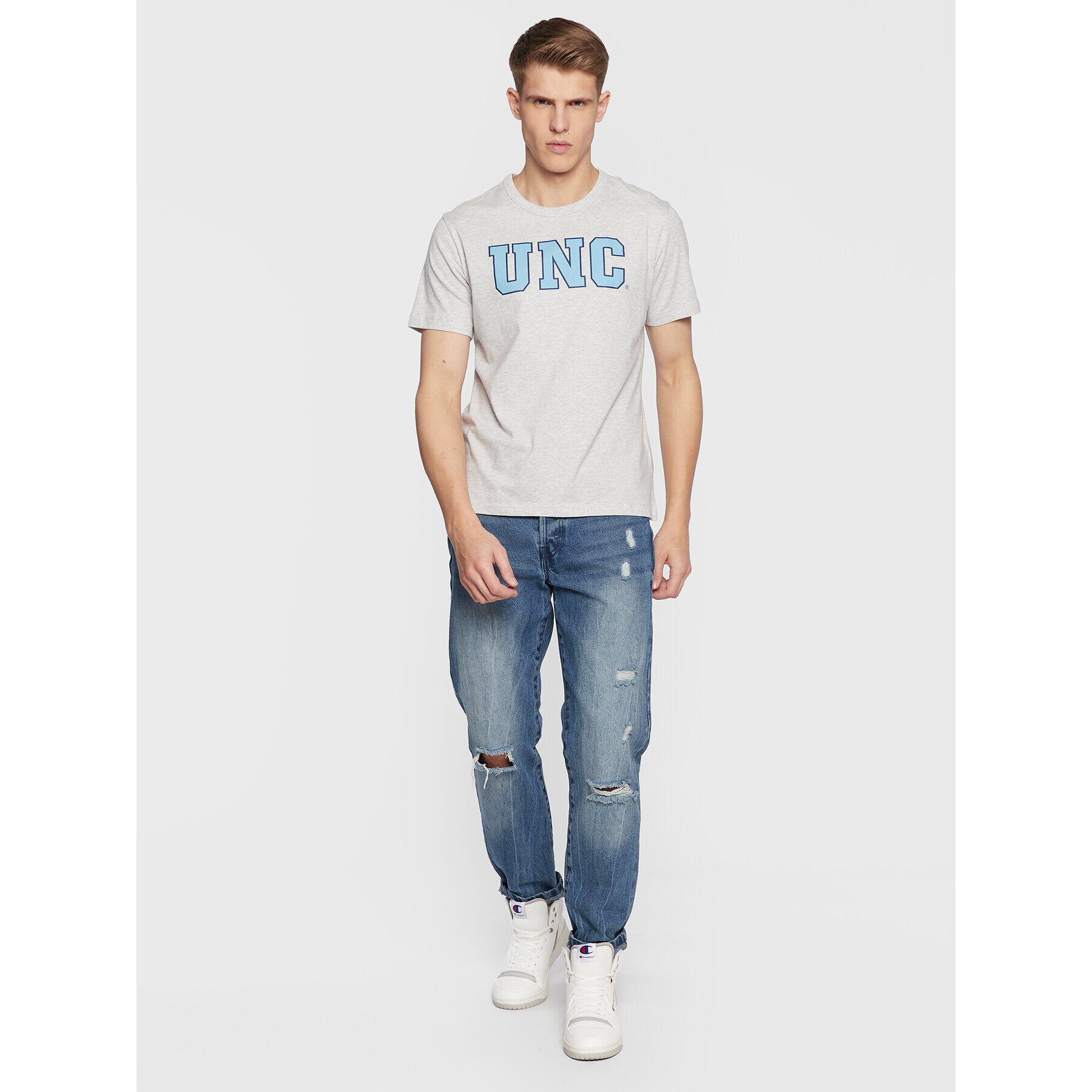 Champion Tricou University Logo 218351 Gri Regular Fit - Pled.ro