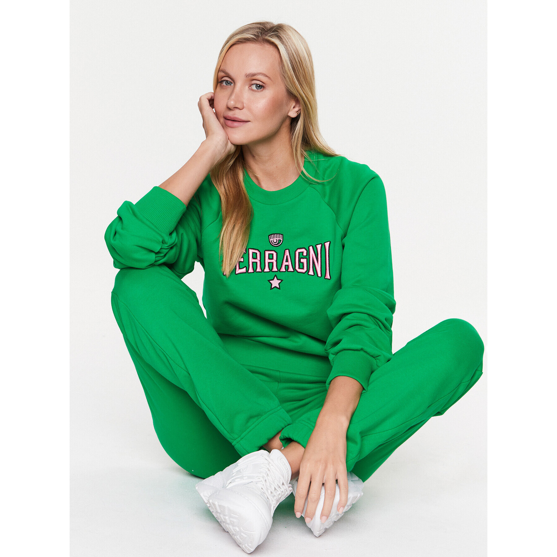 Chiara Ferragni Bluză 74CBIT01 Verde Regular Fit - Pled.ro