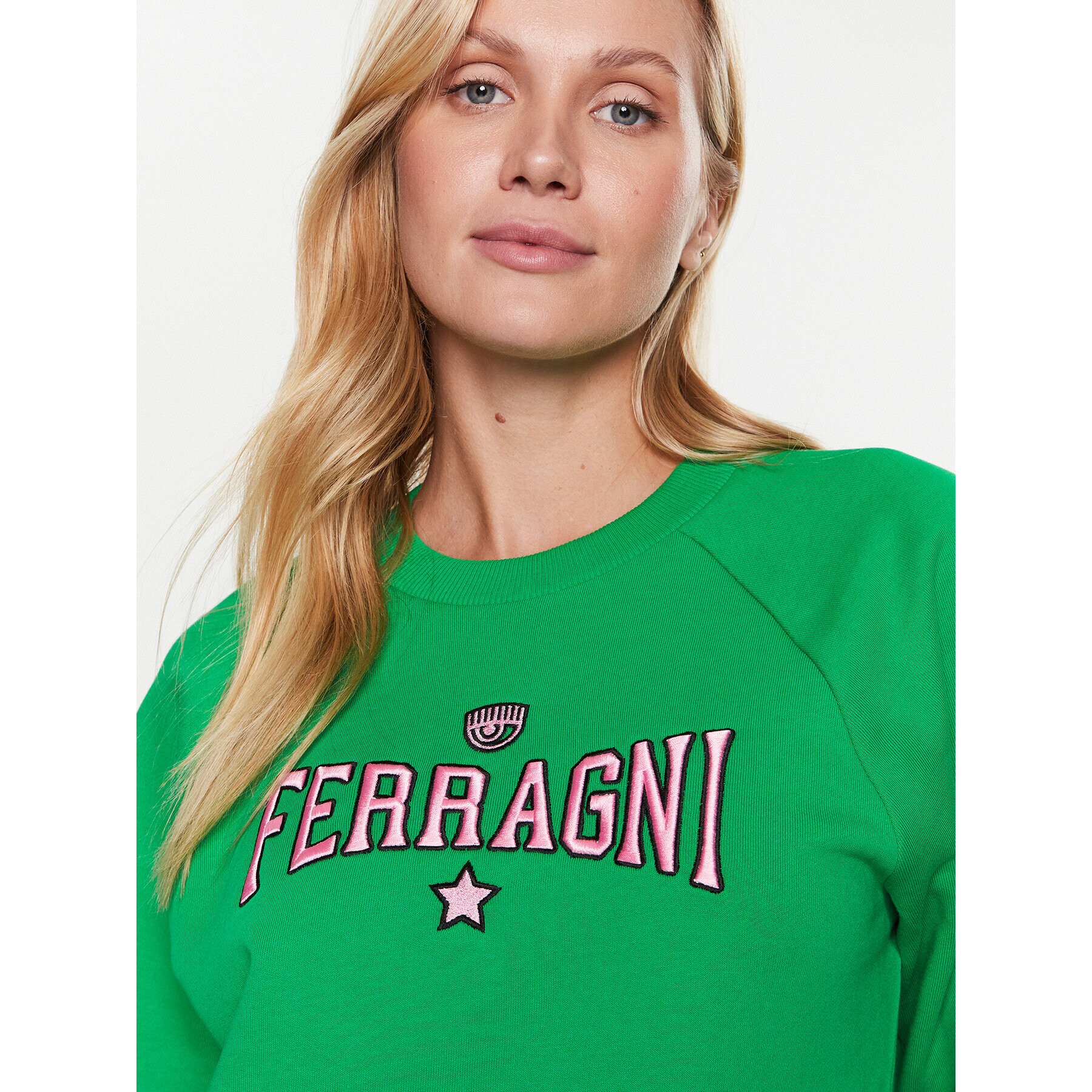 Chiara Ferragni Bluză 74CBIT01 Verde Regular Fit - Pled.ro