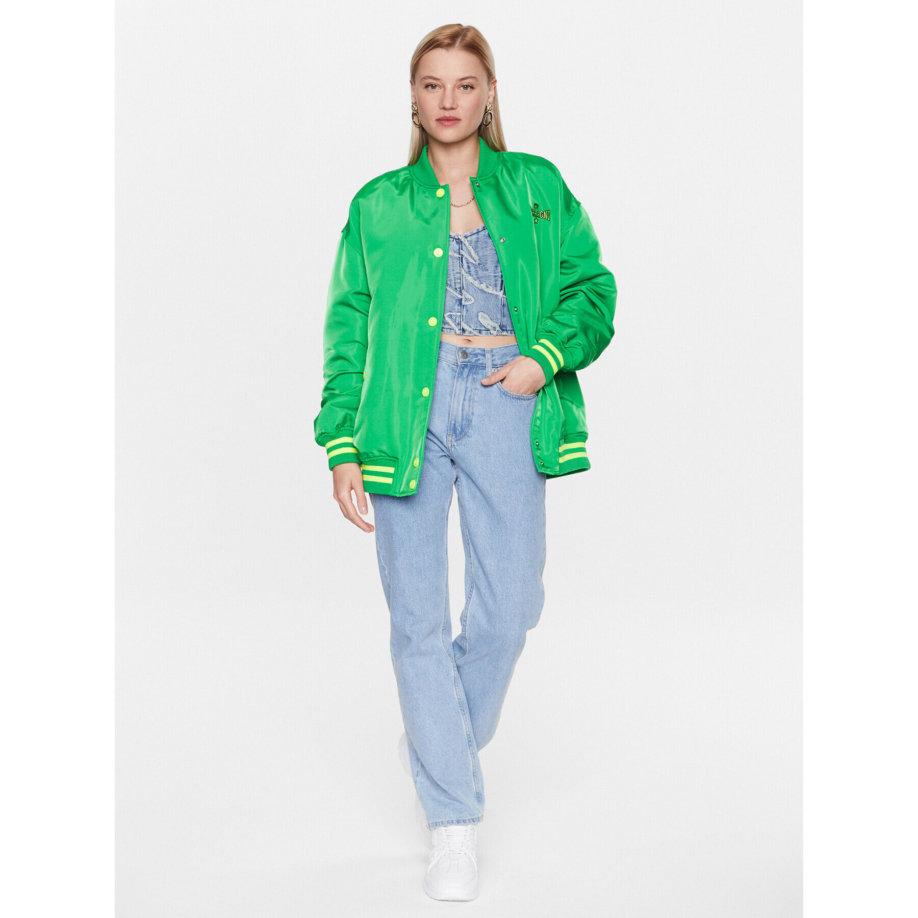 Chiara Ferragni Bluză 74CBSD01 Verde Regular Fit - Pled.ro