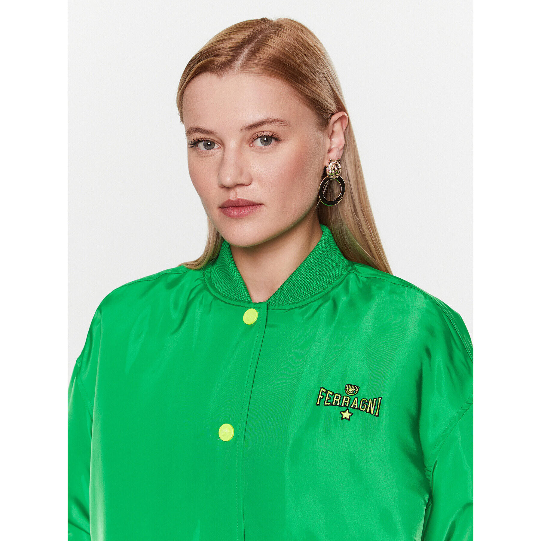 Chiara Ferragni Bluză 74CBSD01 Verde Regular Fit - Pled.ro