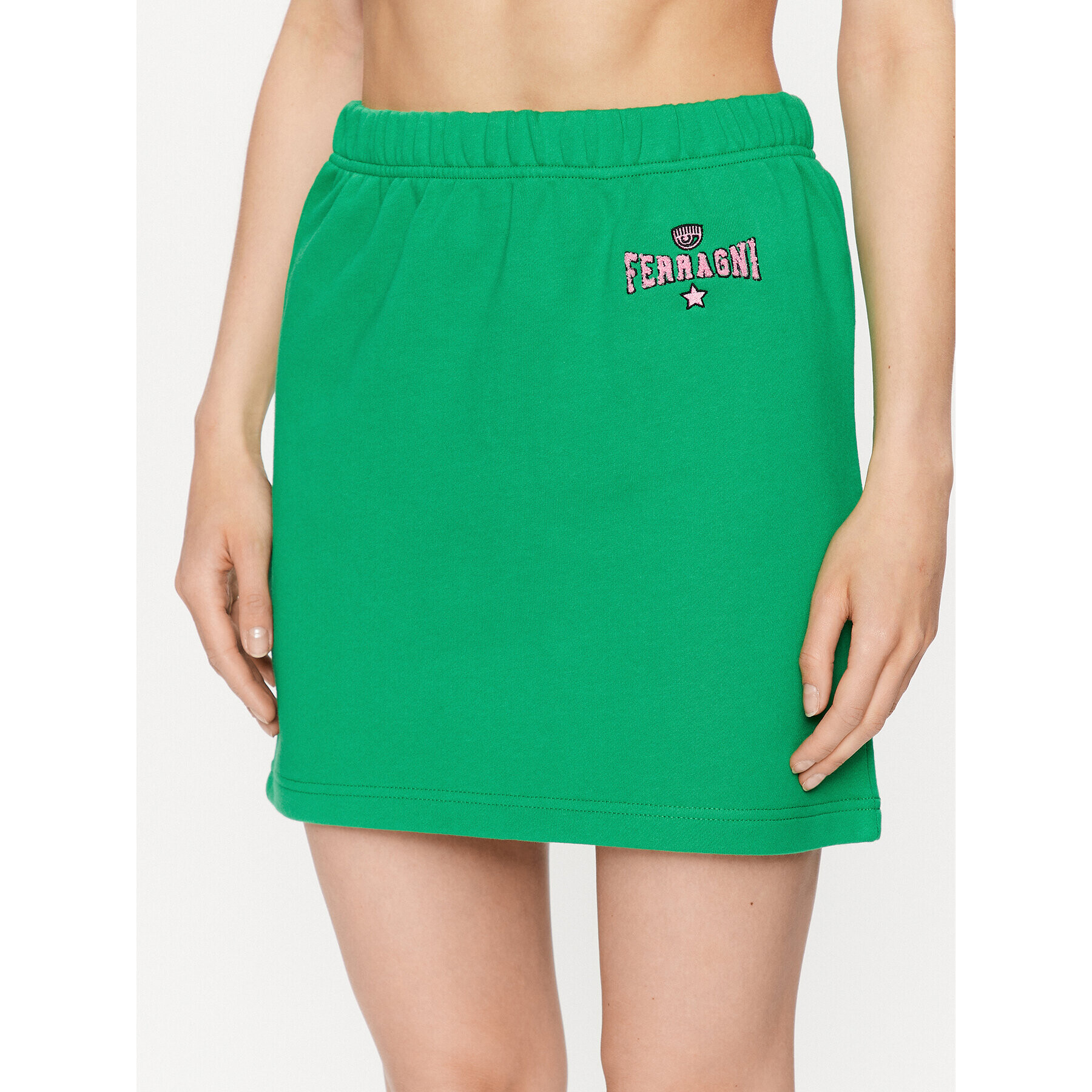 Chiara Ferragni fusta din material de trening 74CBET01 Verde Regular Fit - Pled.ro