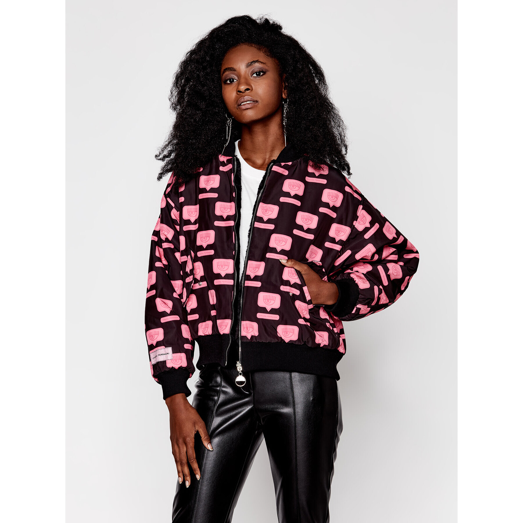 Chiara Ferragni Geacă bomber CFJ030 Negru Regular Fit - Pled.ro