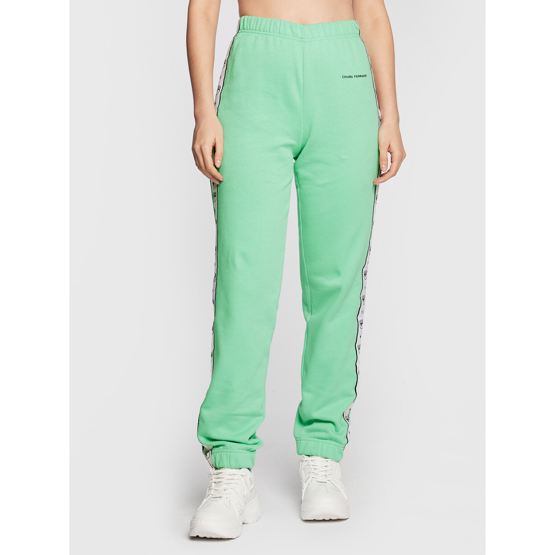 Chiara Ferragni Pantaloni trening 73CBAT07 Verde Relaxed Fit - Pled.ro