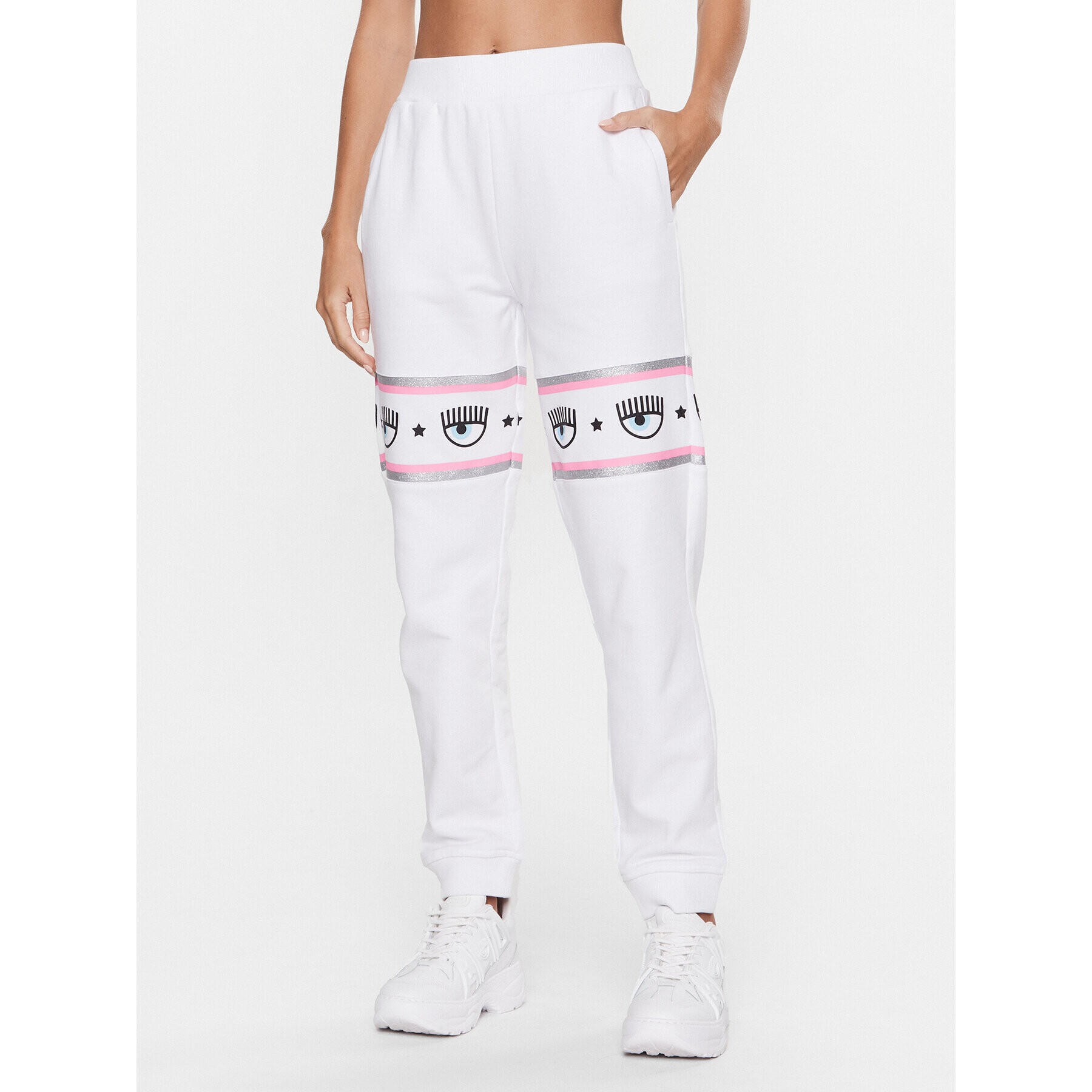 Chiara Ferragni Pantaloni trening 74CBAF01 Alb Regular Fit - Pled.ro