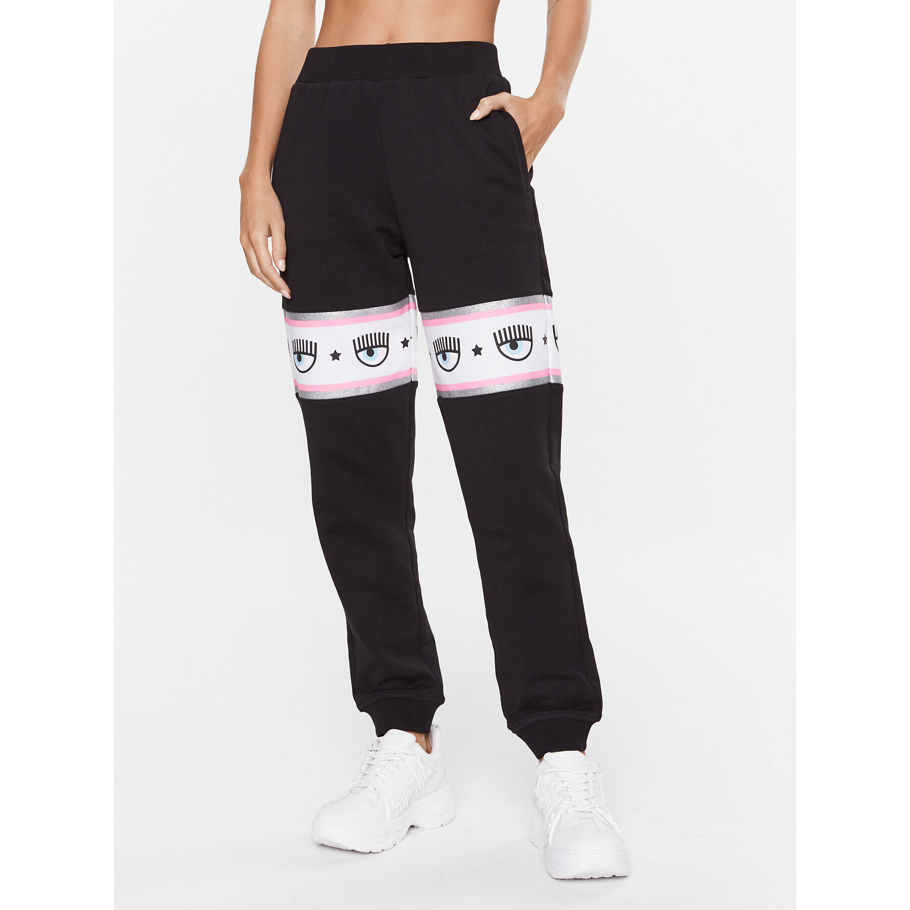 Chiara Ferragni Pantaloni trening 74CBAF01 Negru Regular Fit - Pled.ro