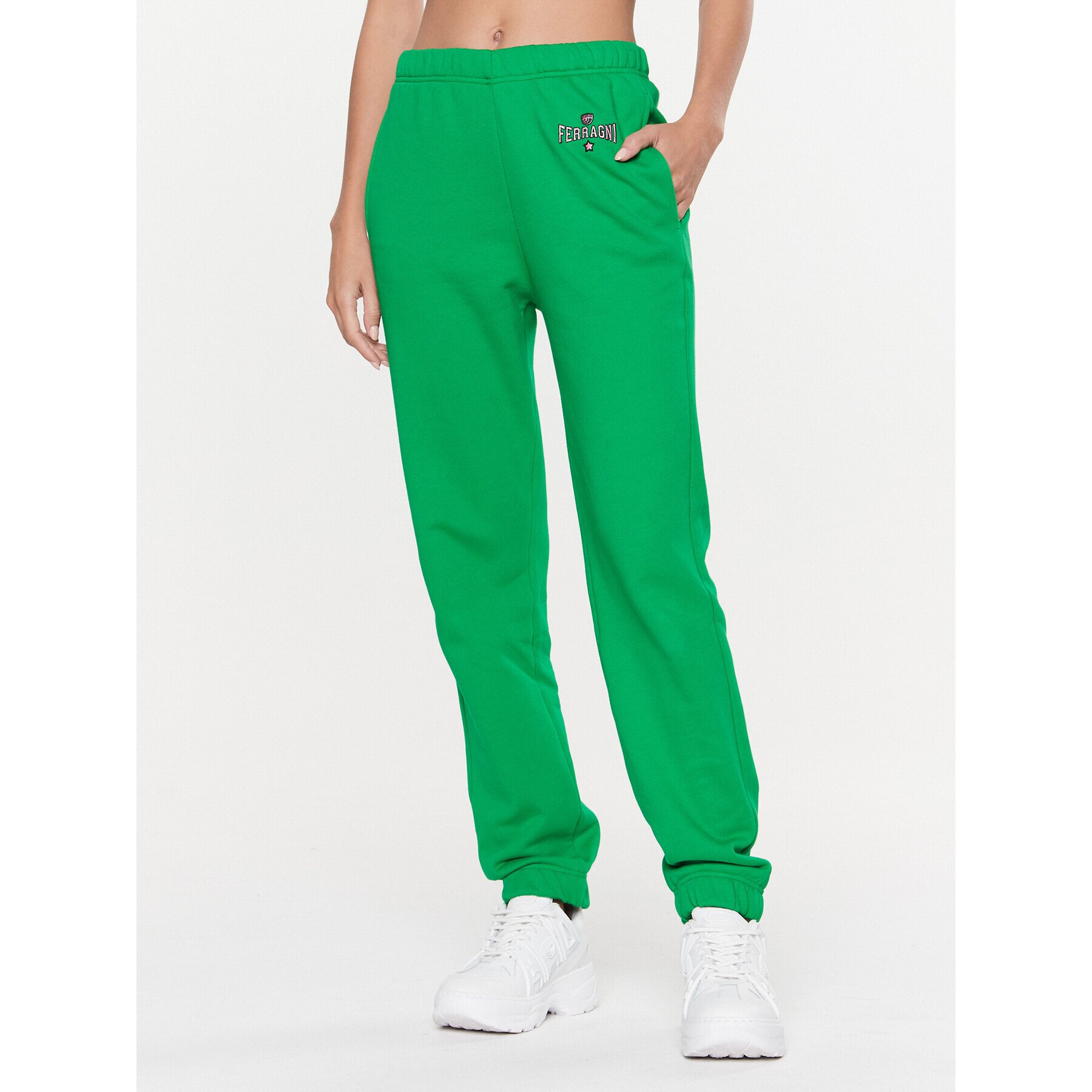 Chiara Ferragni Pantaloni trening 74CBAT01 Verde Regular Fit - Pled.ro