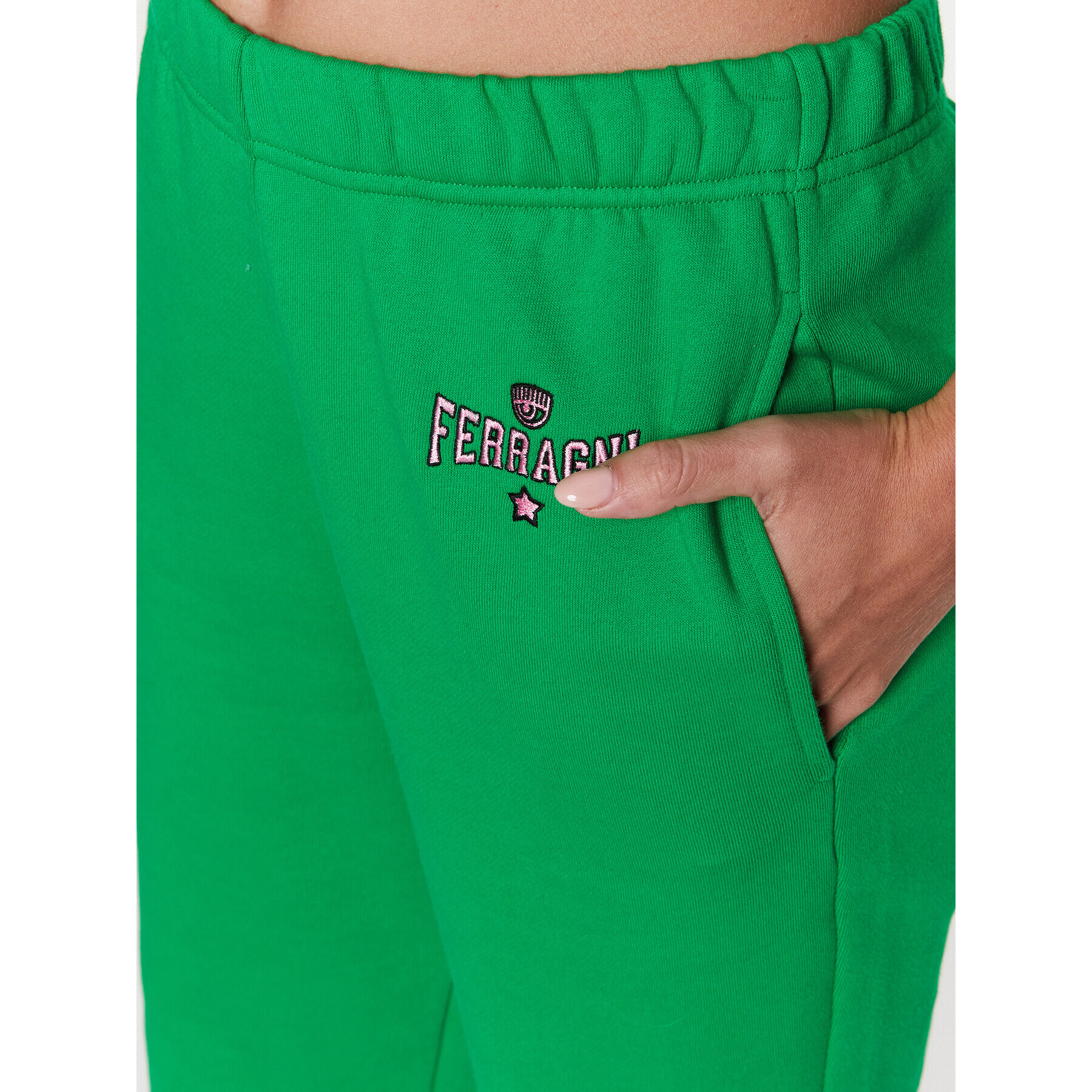 Chiara Ferragni Pantaloni trening 74CBAT01 Verde Regular Fit - Pled.ro