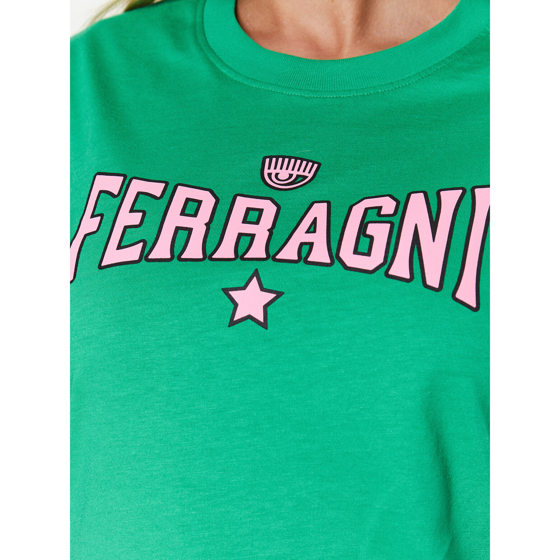 Chiara Ferragni Tricou 74CBHT02 Verde Regular Fit - Pled.ro