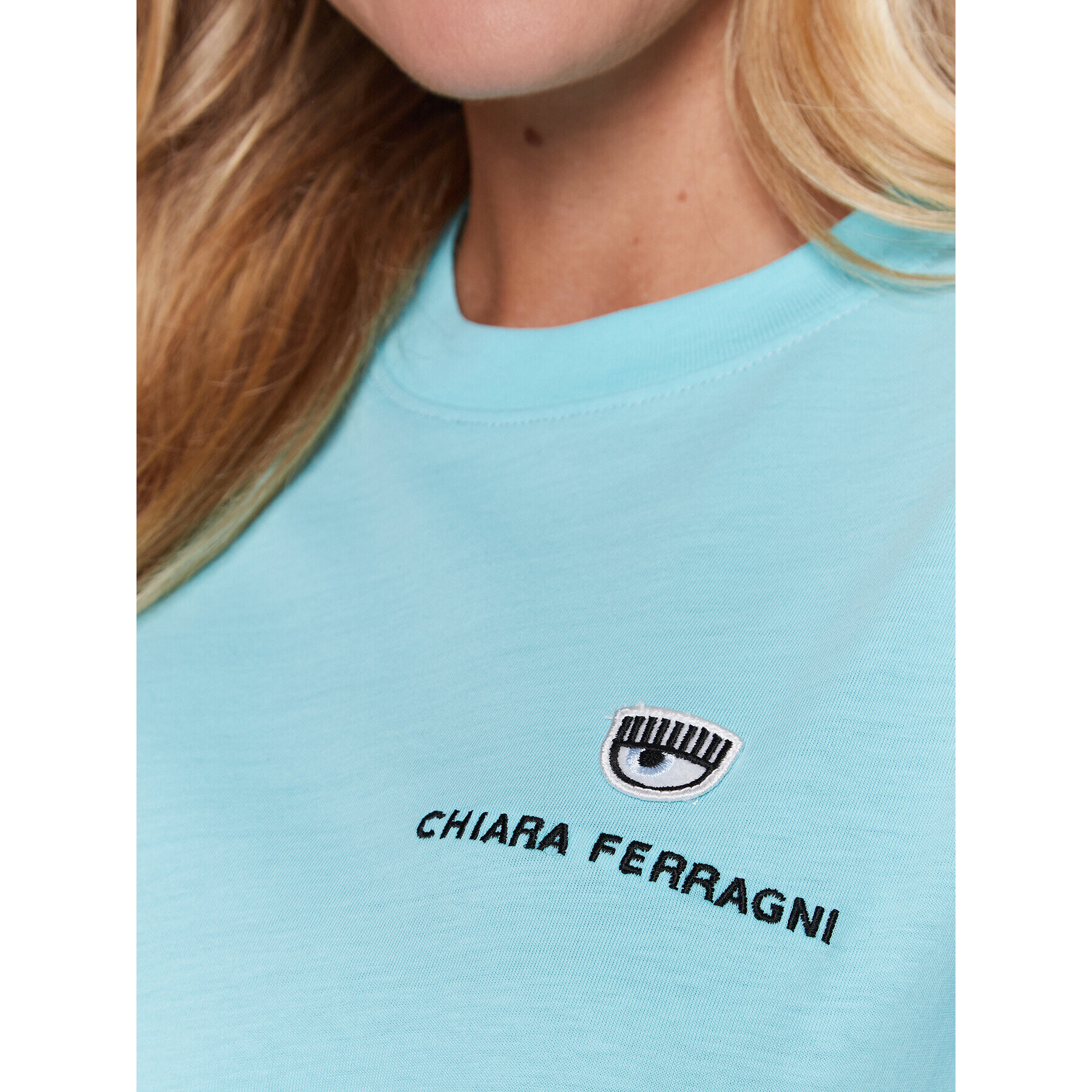 Chiara Ferragni Tricou 74CBHT04 Albastru Regular Fit - Pled.ro