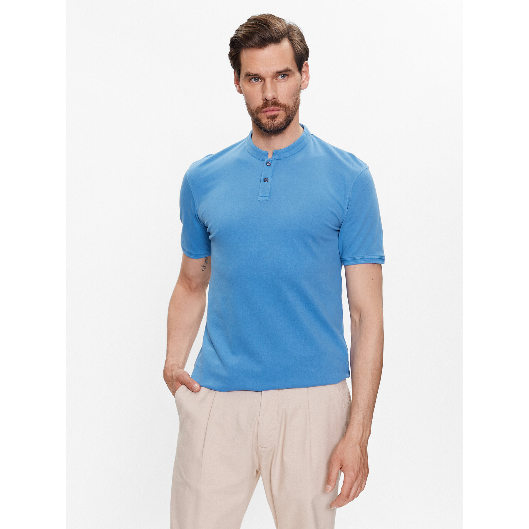 CINQUE Tricou polo Cilano 2935 Albastru Shaped Fit - Pled.ro