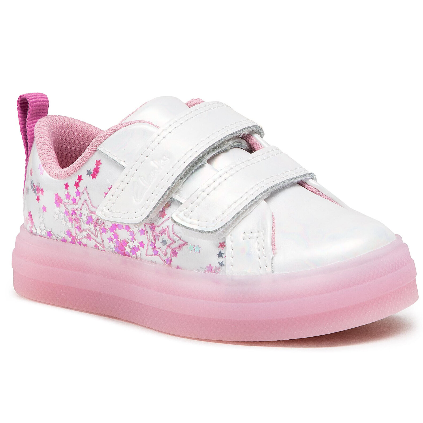 Clarks Sneakers Nova Glitter T 261580716 Alb - Pled.ro