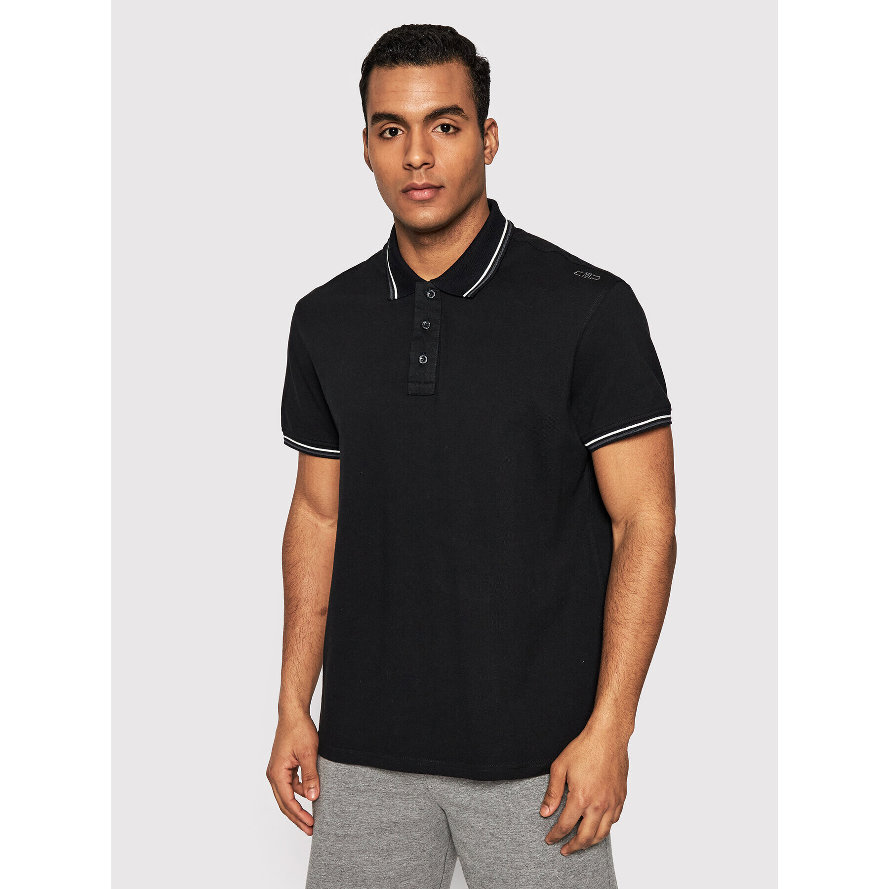 CMP Tricou polo 39D8367 Negru Regular Fit - Pled.ro