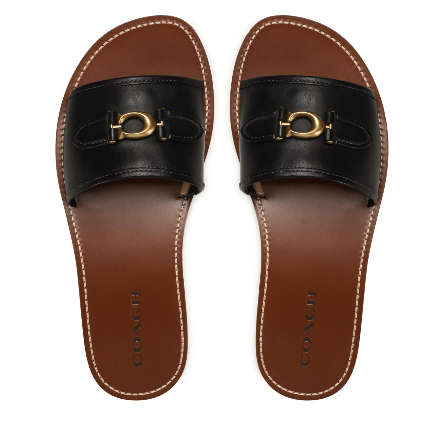 Coach Șlapi Ina Leather Sandal CI200 Negru - Pled.ro