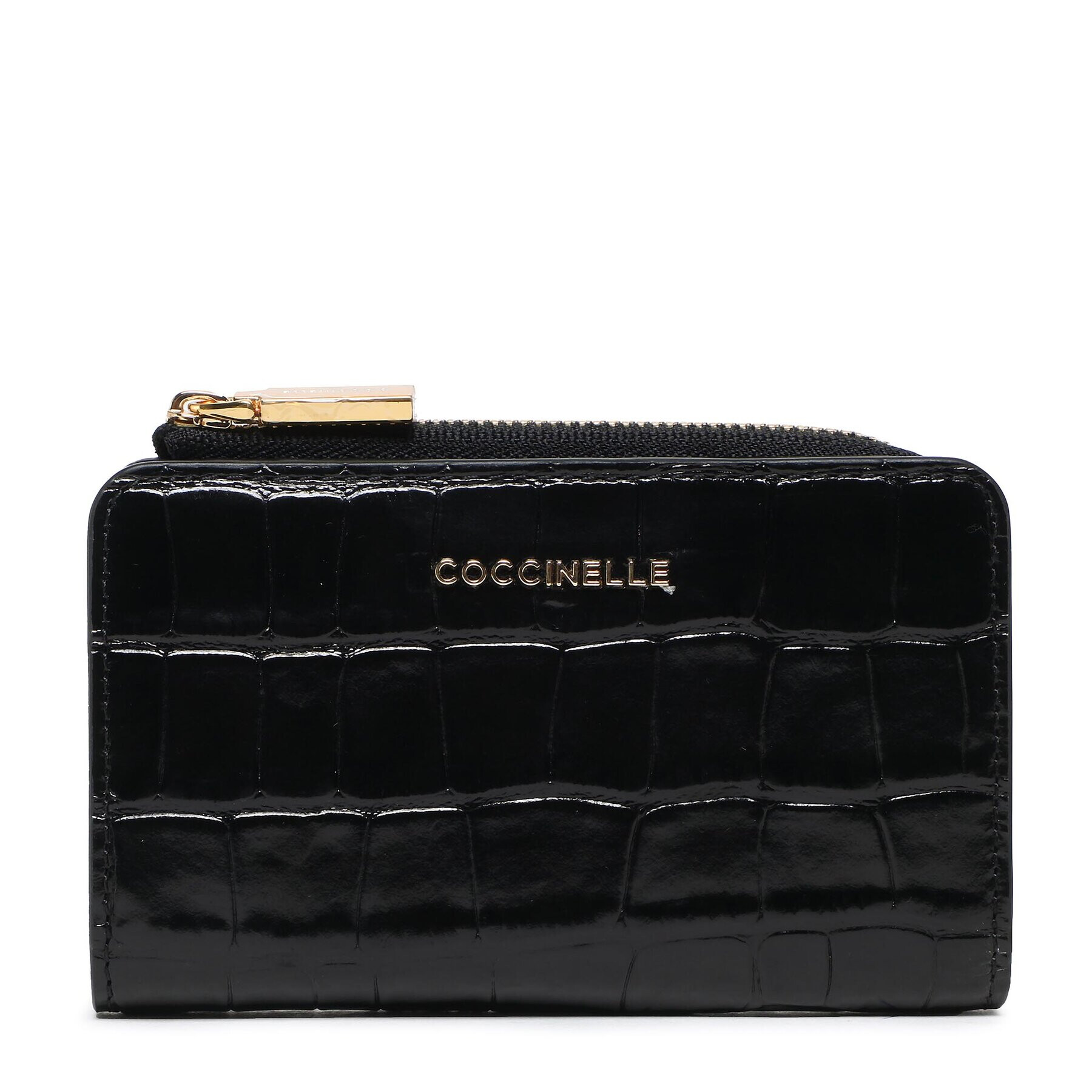 Coccinelle Portofel Mic de Damă MW6 Metallic Croco Shiny Soft E2 MW6 11 C1 01 Negru - Pled.ro