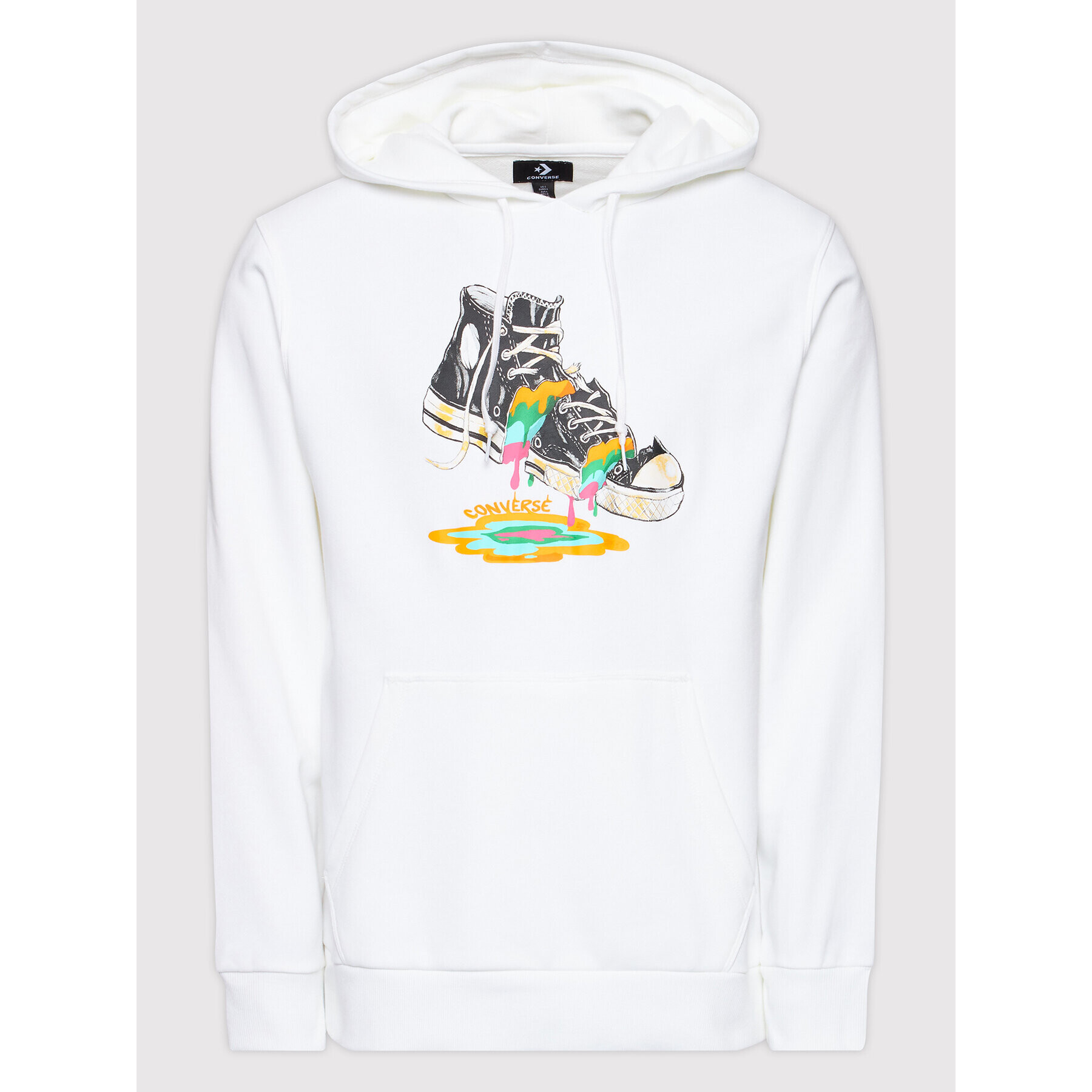 Converse Bluză Paint Drip Graphic 10022937-A01 Alb Standard Fit - Pled.ro