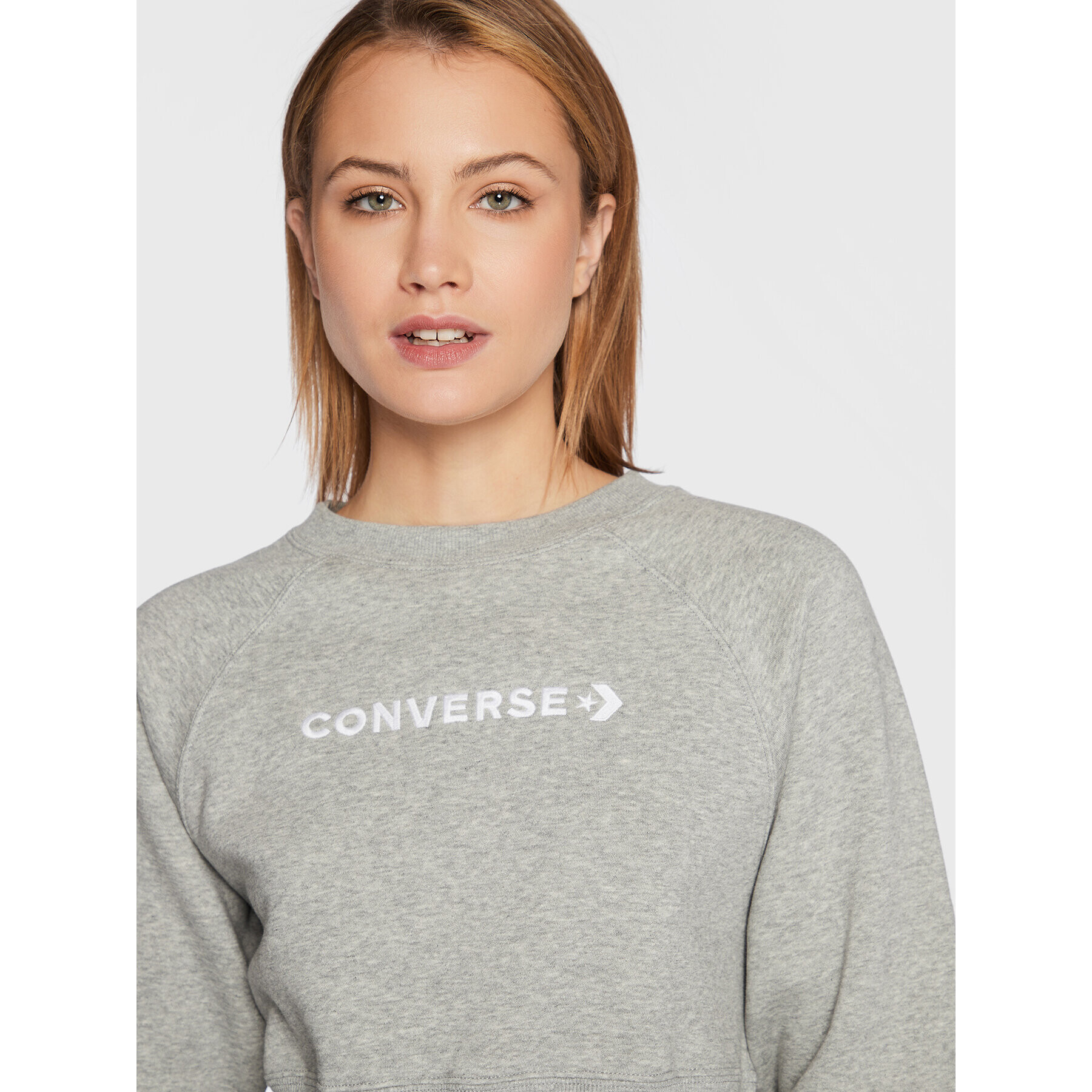 Converse Bluză Wordmark 10023716-A02 Gri Regular Fit - Pled.ro