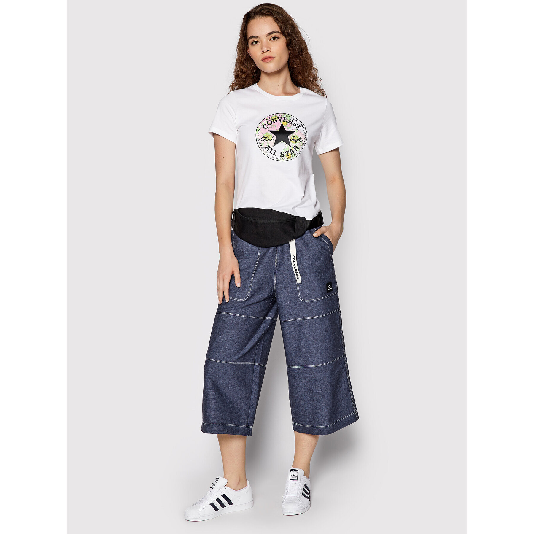 Converse Pantaloni culotte Chambray 10023201-A02 Bleumarin Relaxed Fit - Pled.ro