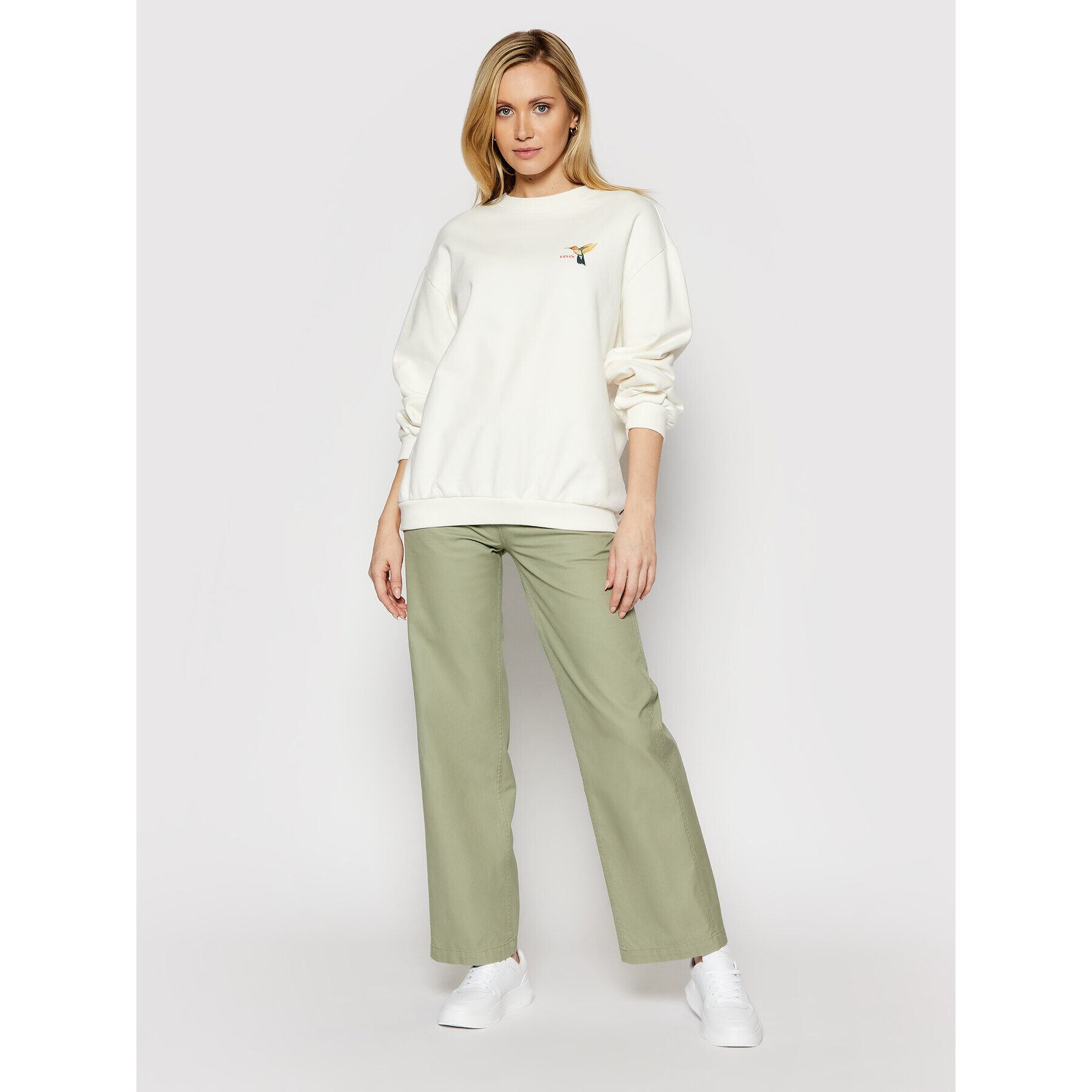 Converse Pantaloni din material Wide Leg Woven 10020315-A05 Verde Relaxed Fit - Pled.ro