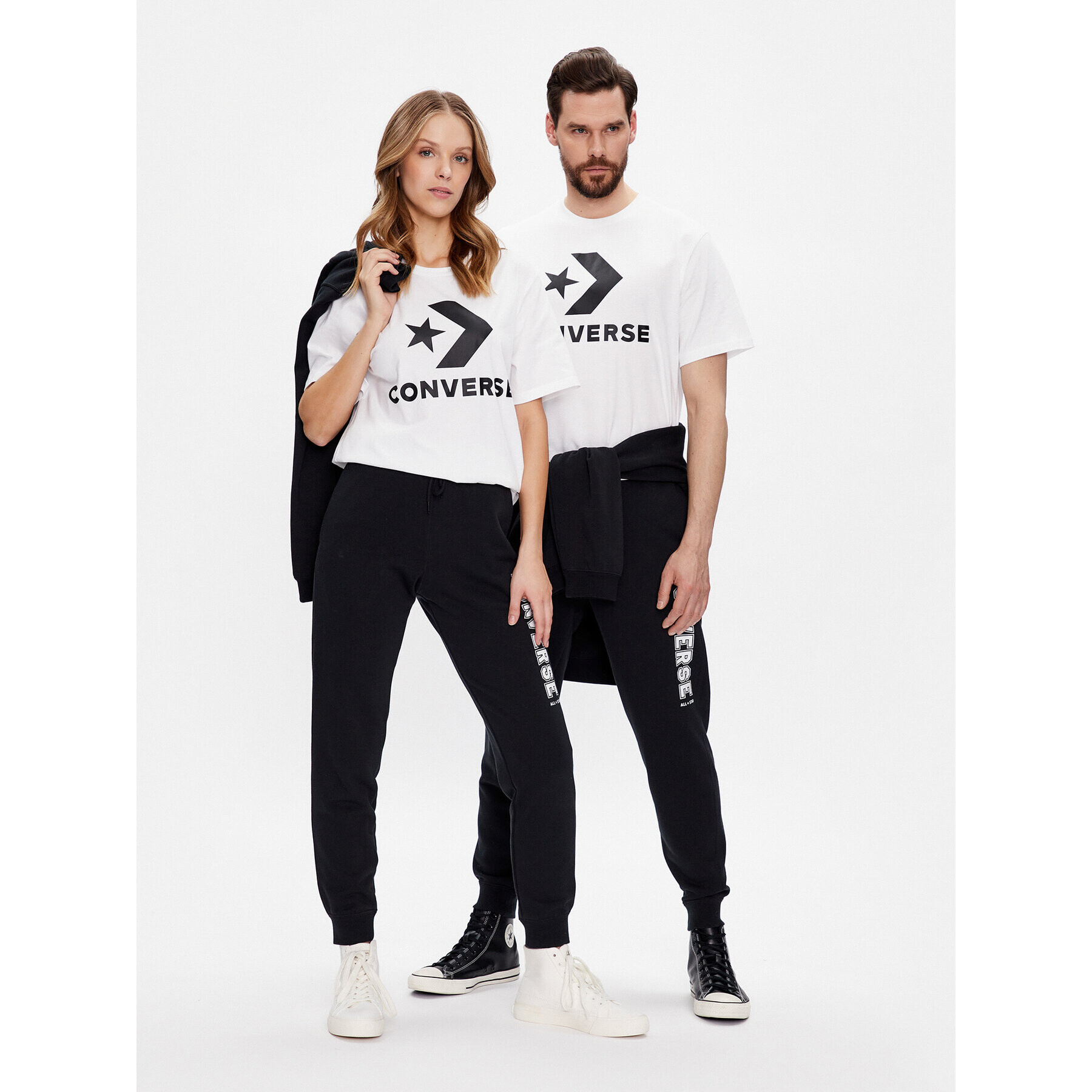 Converse Pantaloni trening Unisex All Star Single Screen Print 10024569-A01 Negru Standard Fit - Pled.ro