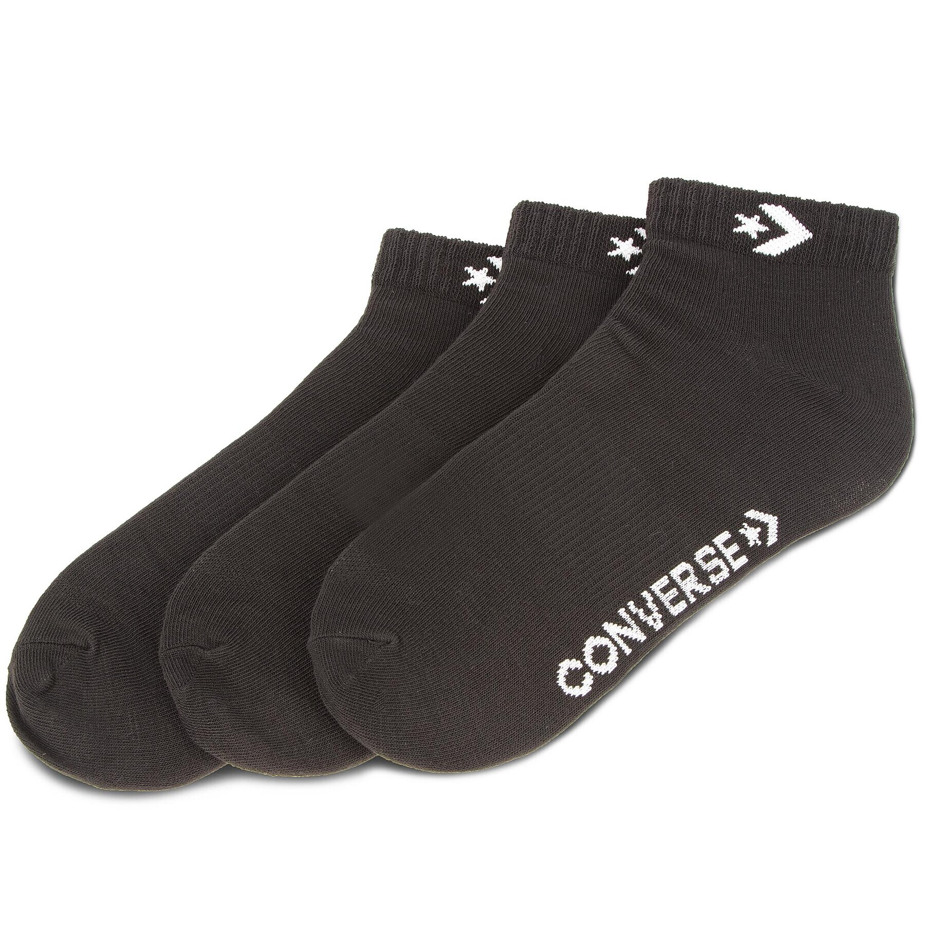 Converse Set de 3 perechi de șosete joase unisex E746B-3020 Negru - Pled.ro