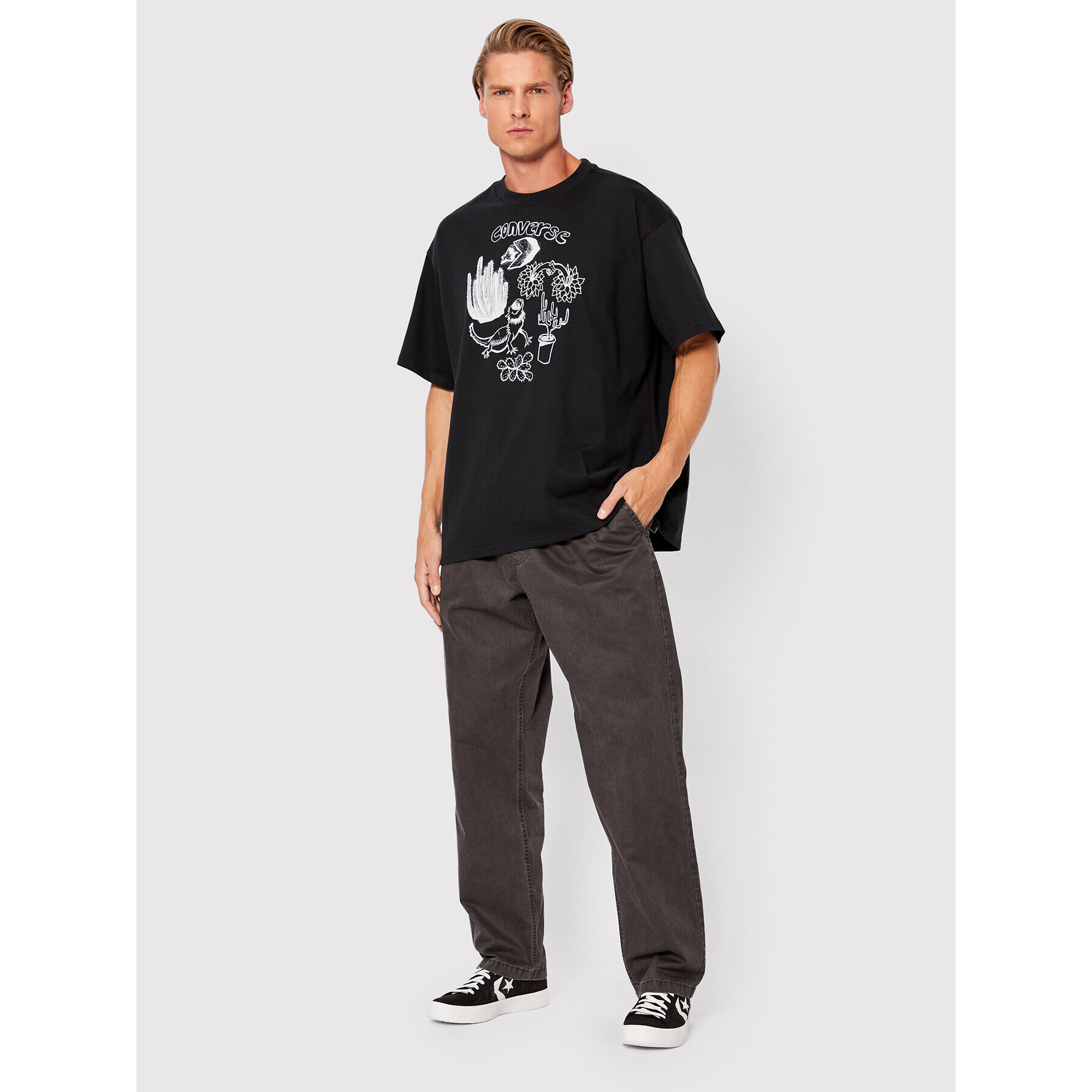 Converse Tricou 10023791 Negru Loose Fit - Pled.ro