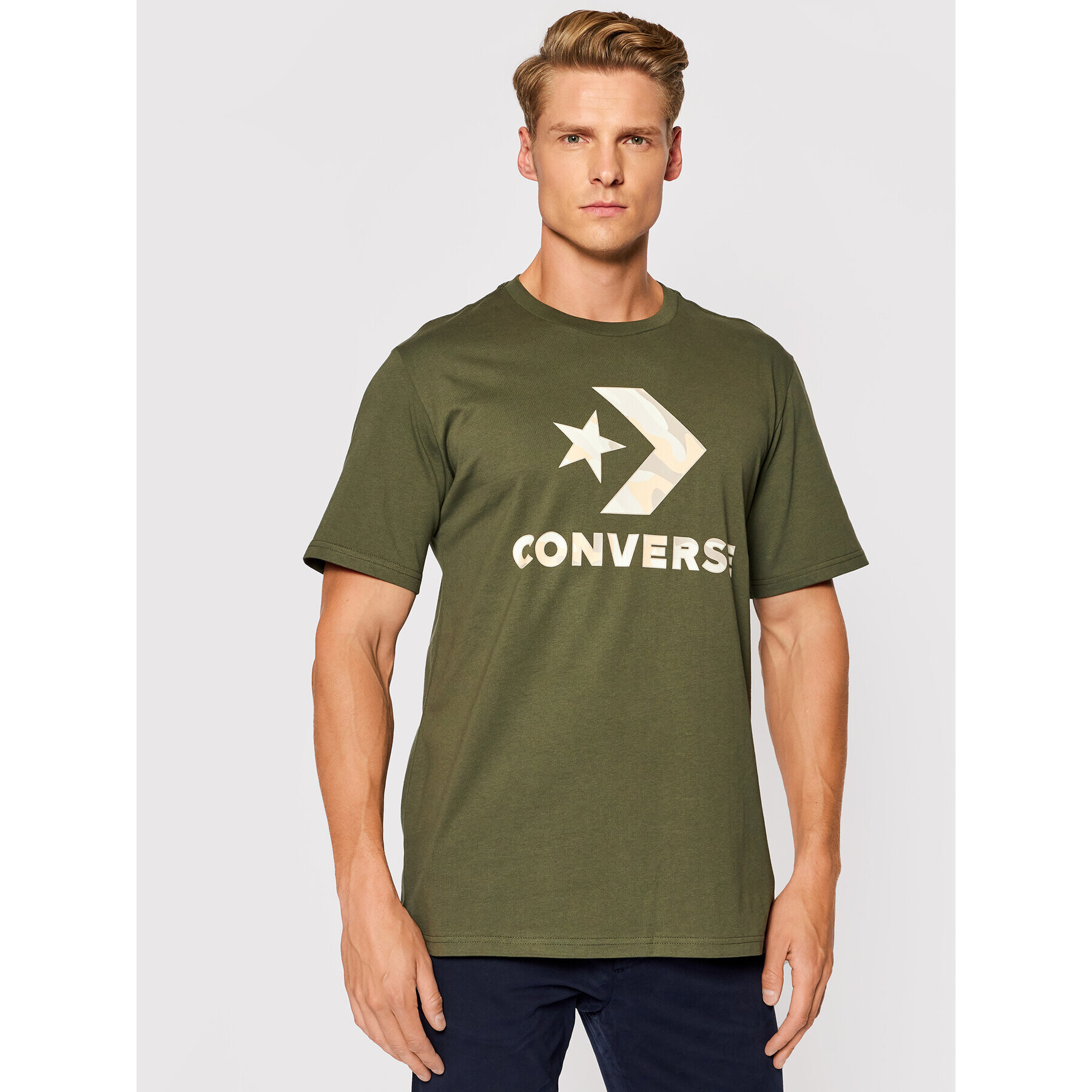 Converse Tricou Camo Fill Graphic 10023140-A03 Verde Regular Fit - Pled.ro