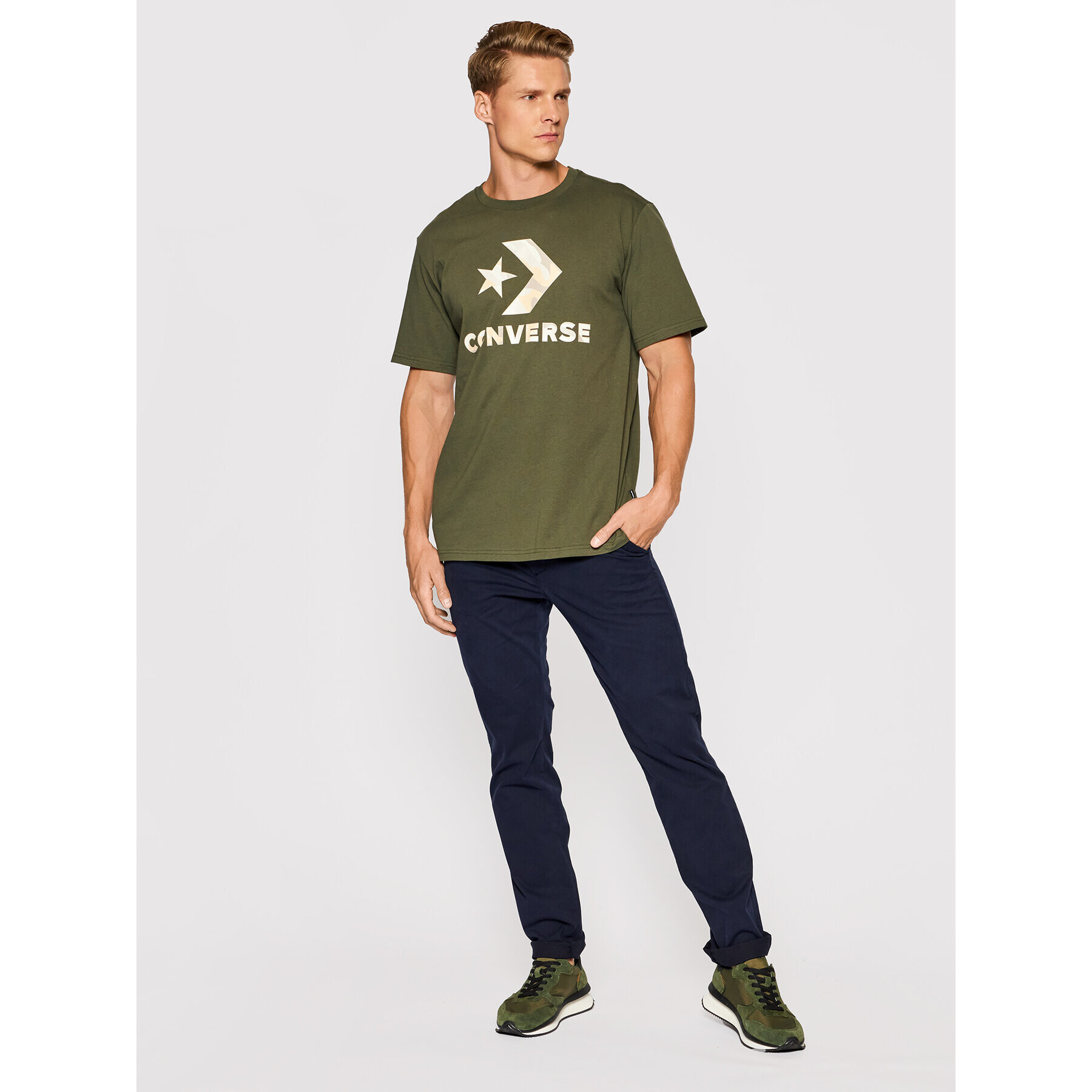 Converse Tricou Camo Fill Graphic 10023140-A03 Verde Regular Fit - Pled.ro