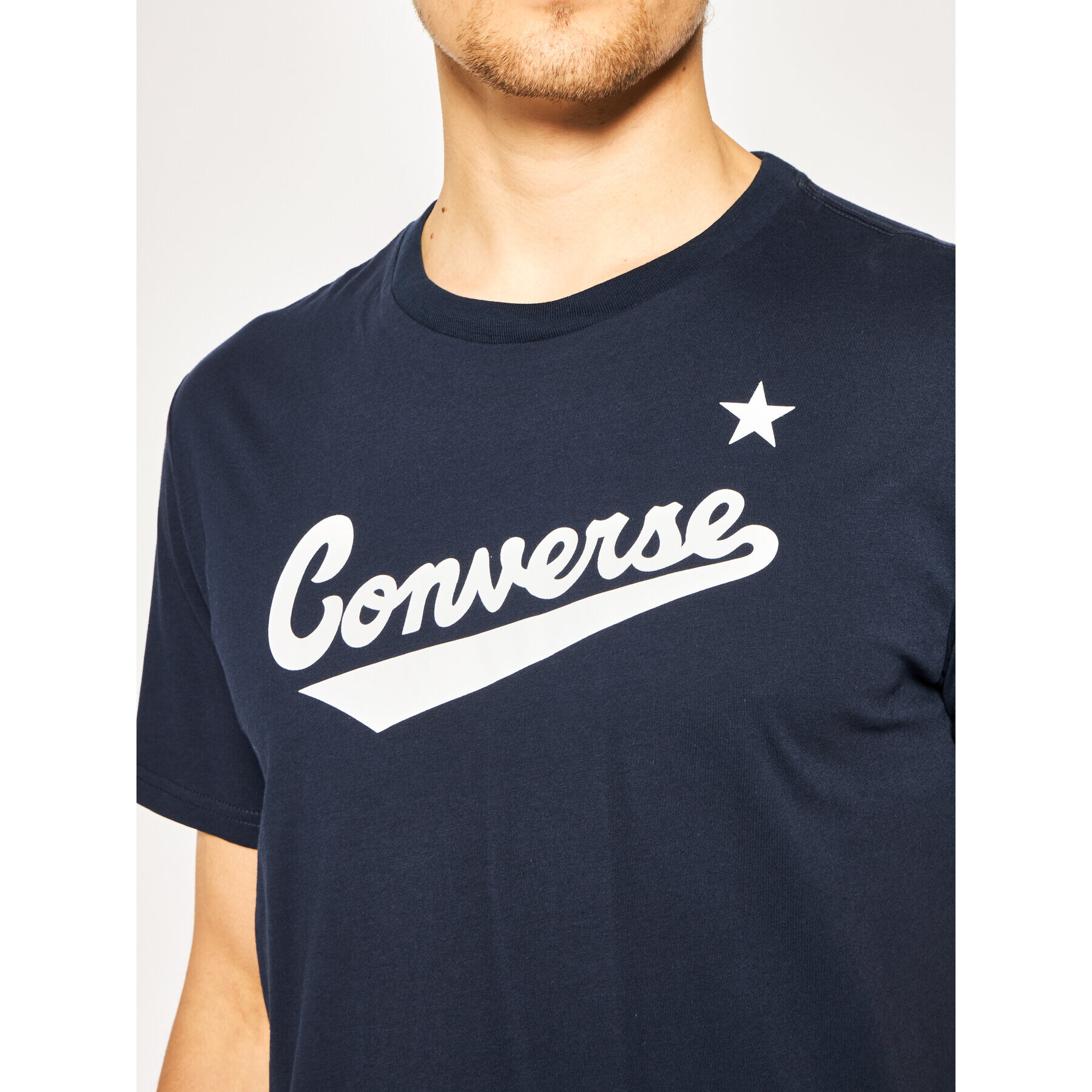 Converse Tricou Center Front Logo 10018235-A08 Bleumarin Regular Fit - Pled.ro