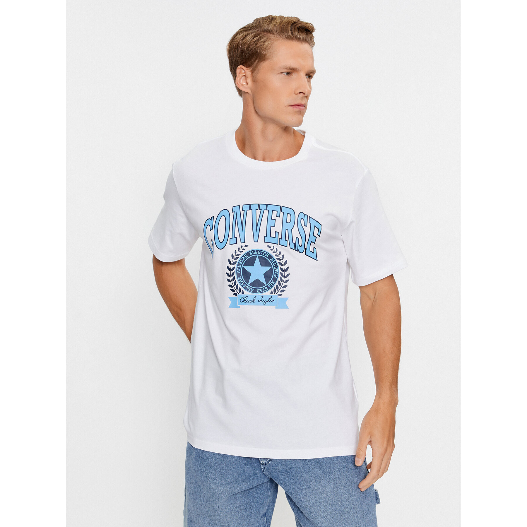 Converse Tricou Chuck Retro Collegiate Ss Tee 10025275-A02 Alb Regular Fit - Pled.ro