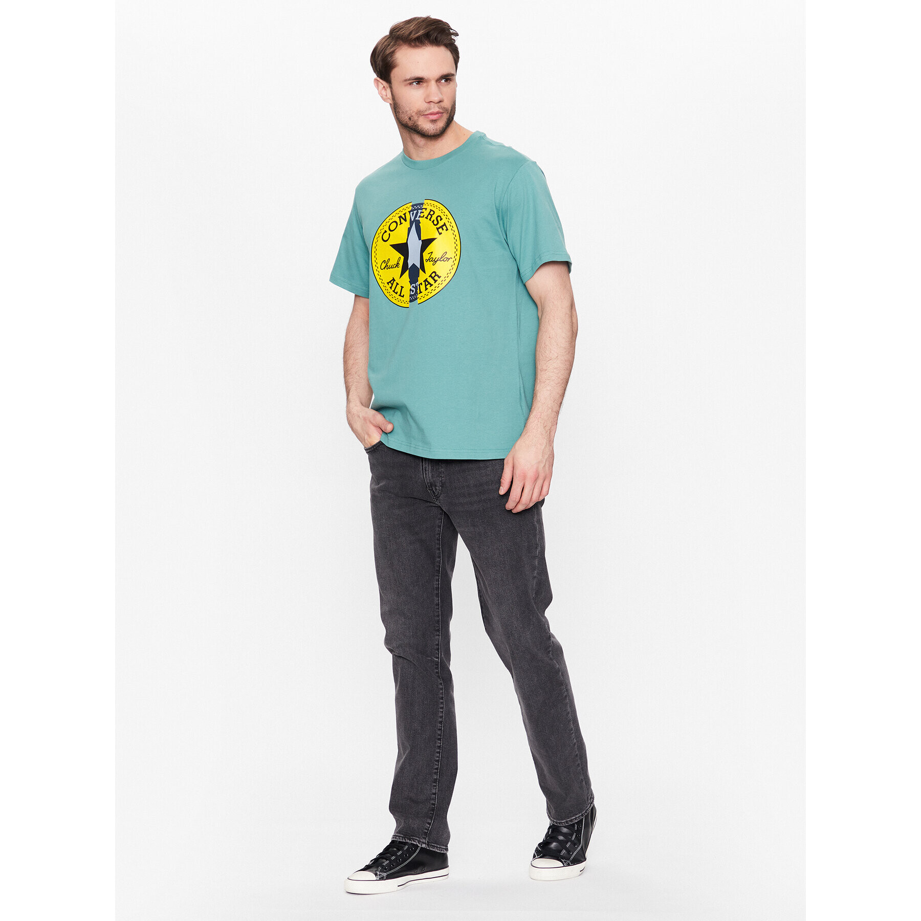 Converse Tricou Classic Remix 10025488-A03 Verde Standard Fit - Pled.ro