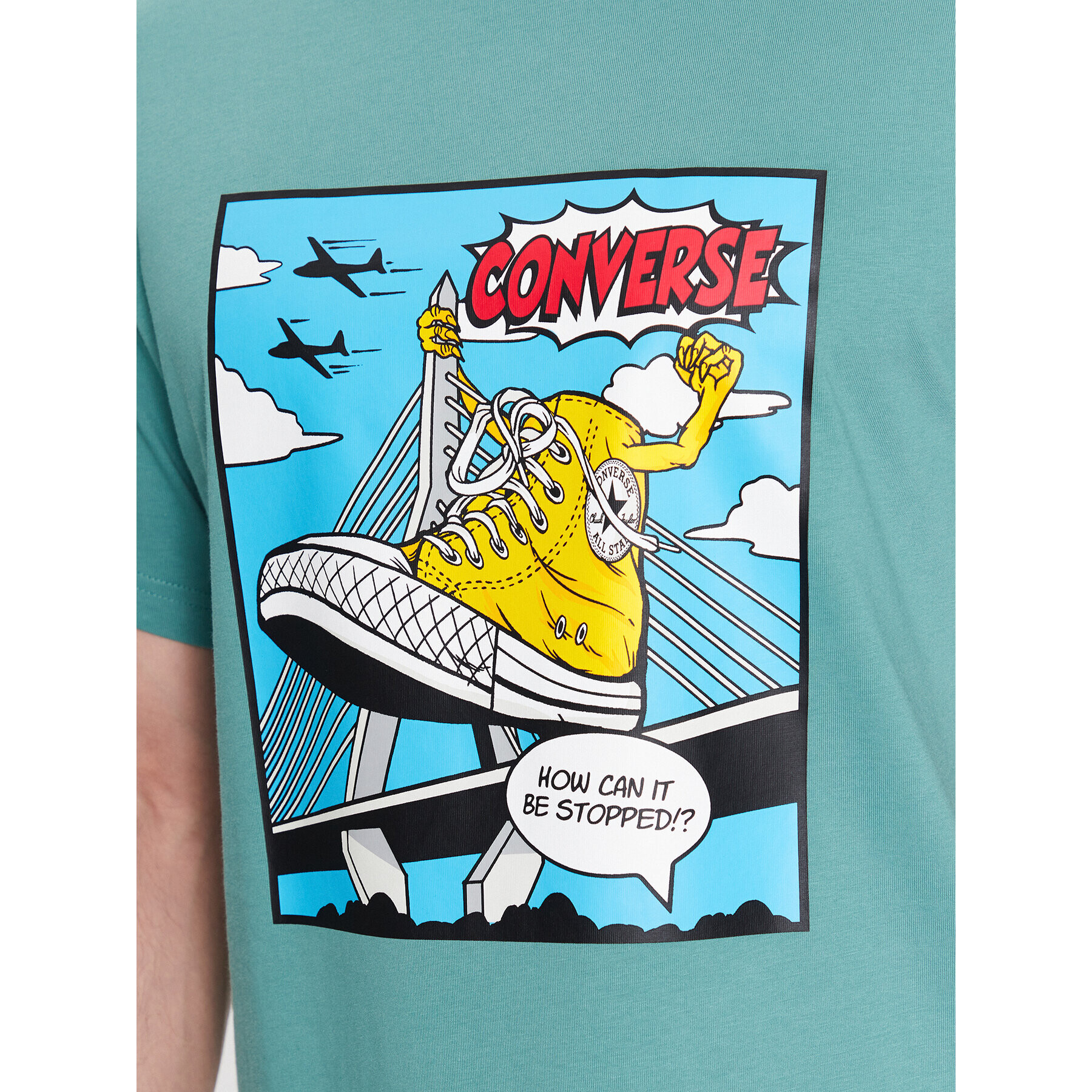 Converse Tricou Comic 10025060-A01 Verde Standard Fit - Pled.ro