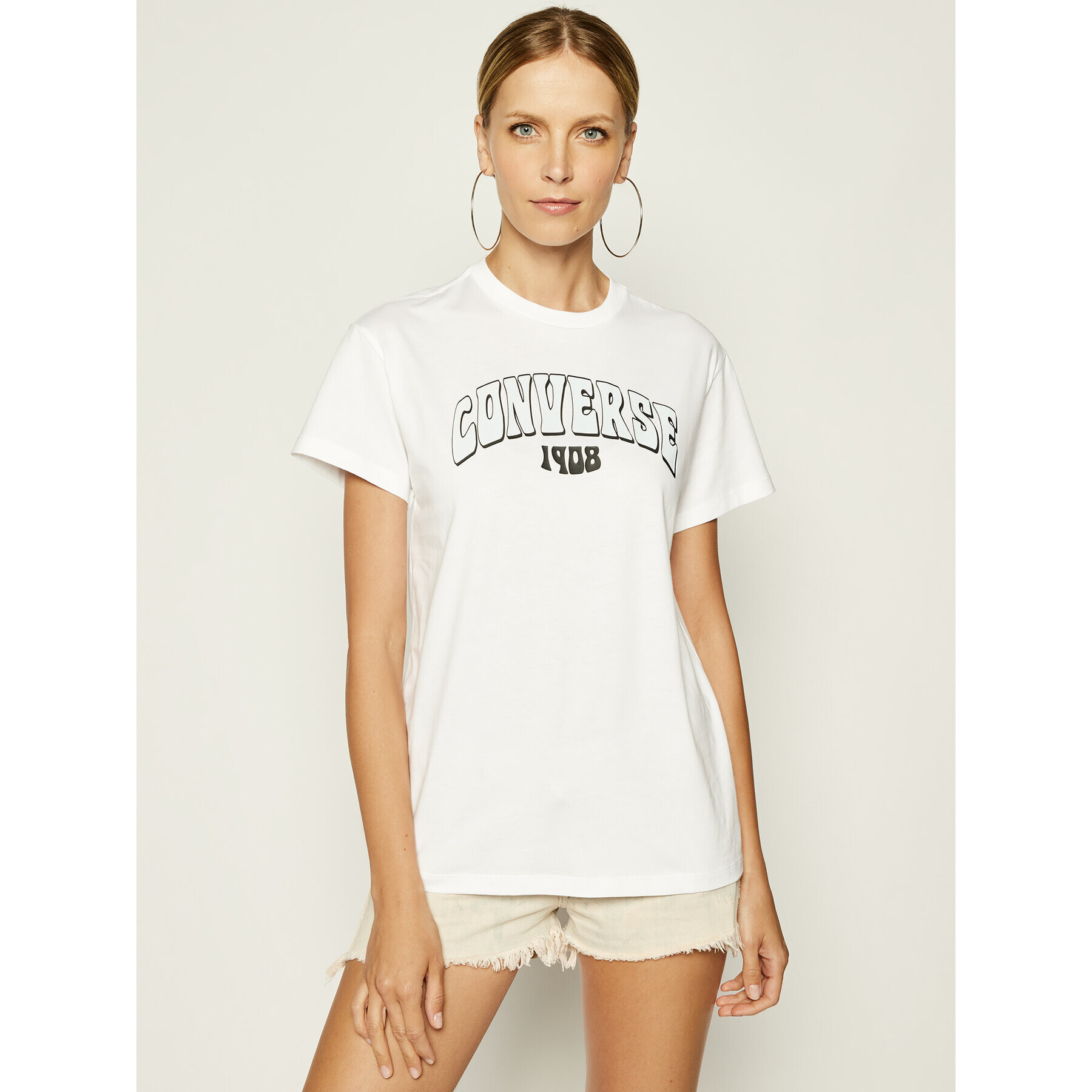 Converse Tricou Greetings Tee 10019572 Alb Oversize - Pled.ro