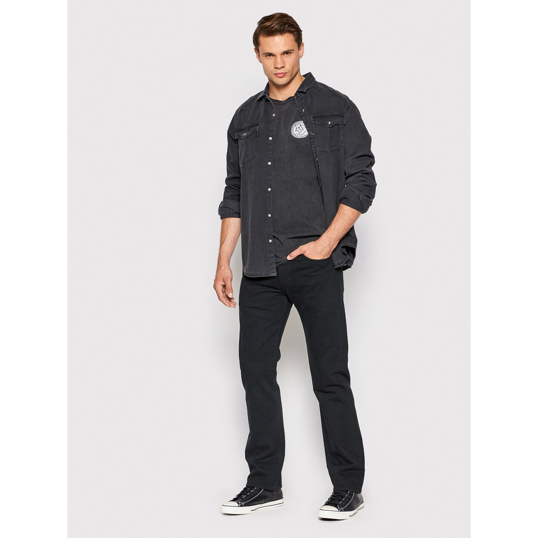 Converse Tricou Level Up 10023462-A01 Negru Loose Fit - Pled.ro