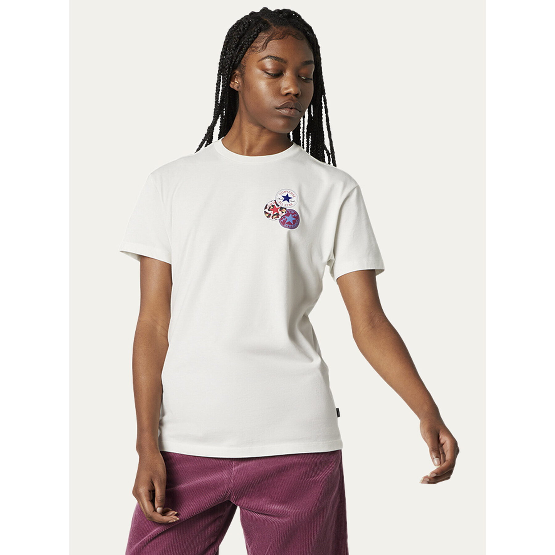 Converse Tricou Logo Distort Tee 10019115-A01 Alb Regular Fit - Pled.ro