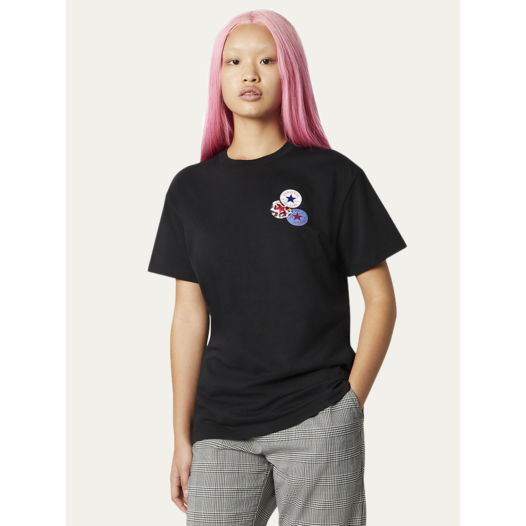 Converse Tricou Logo Distort Tee 10019115-A02 Negru Regular Fit - Pled.ro