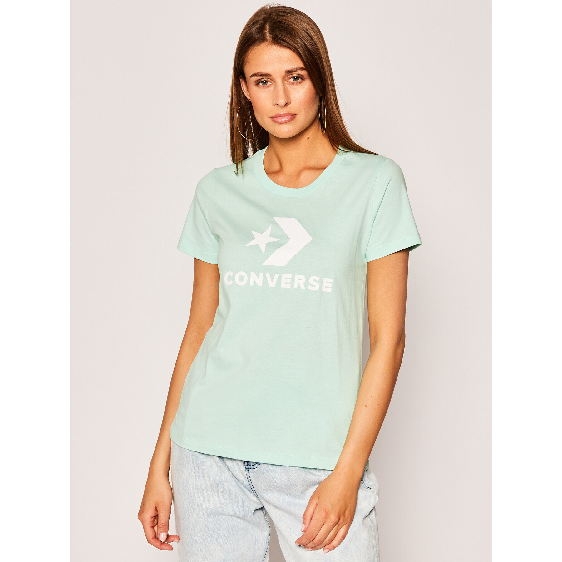 Converse Tricou Star Chevron 10018569 Verde Regular Fit - Pled.ro