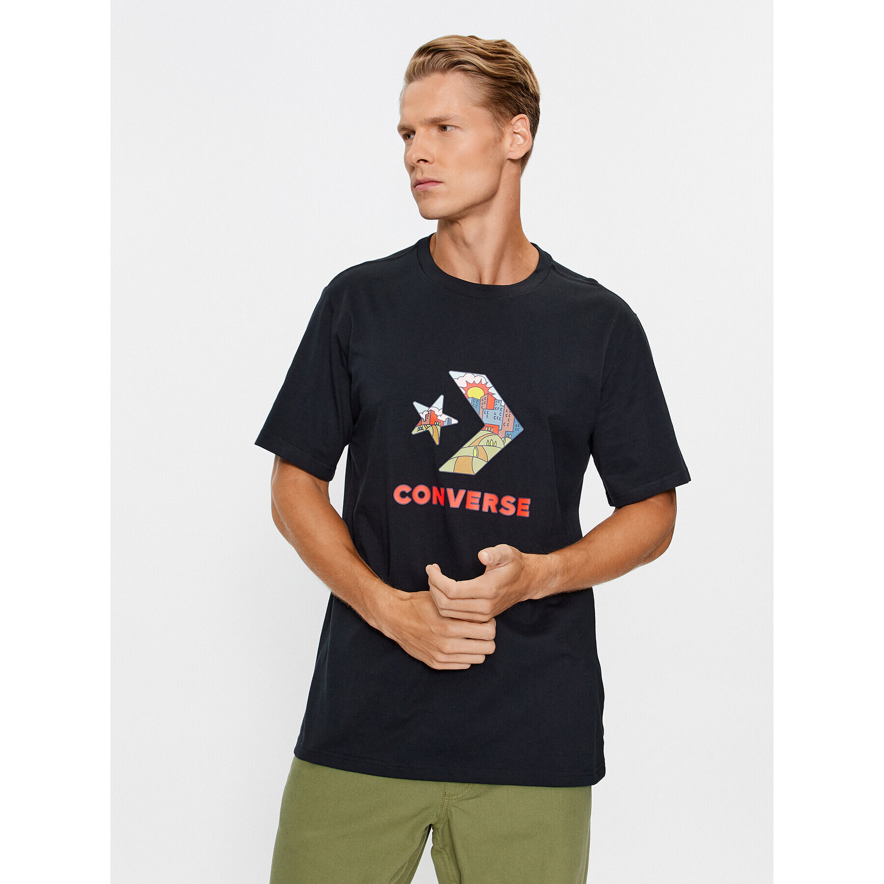 Converse Tricou Star Chevron Block Infill Ss Tee 10025280-A01 Negru Regular Fit - Pled.ro