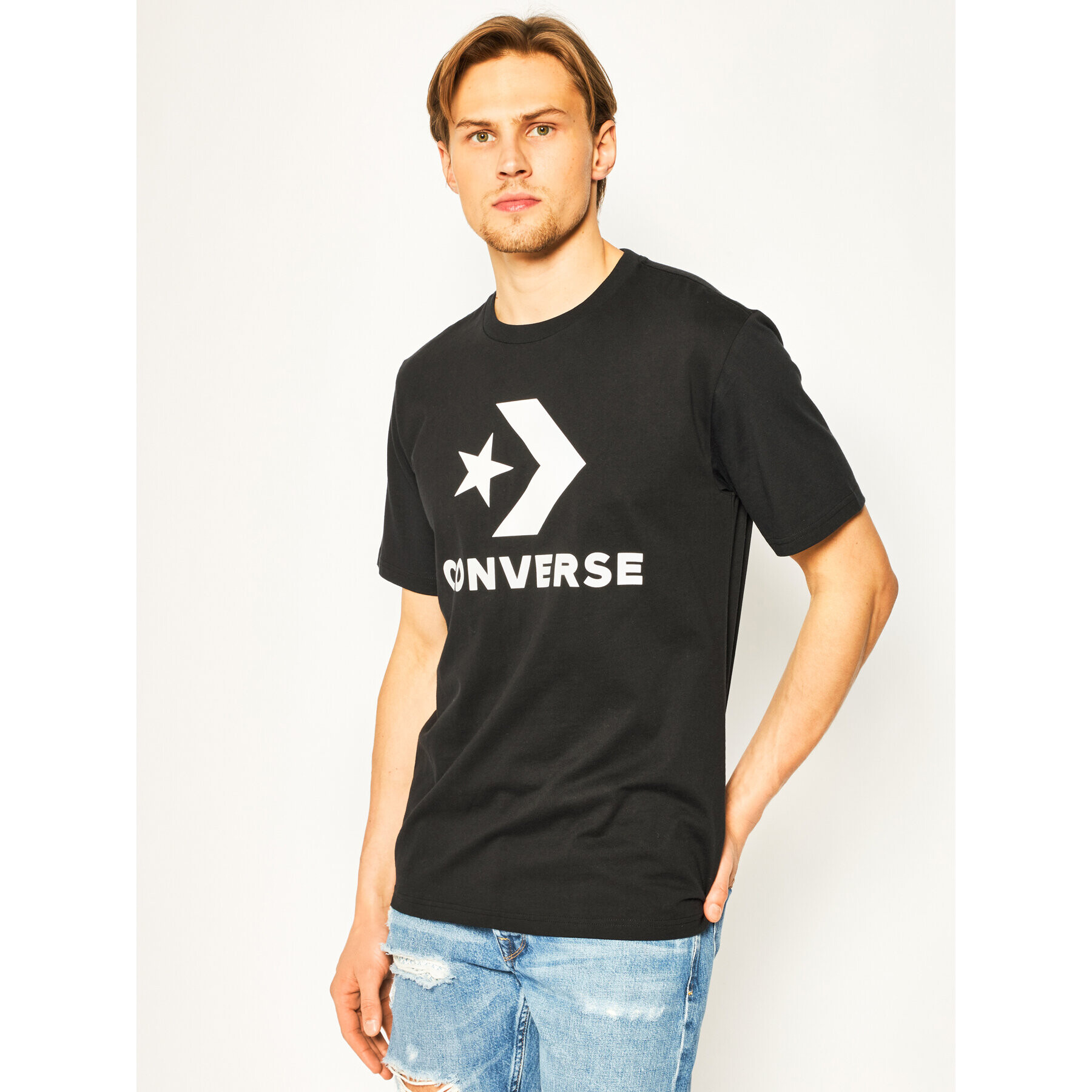 Converse Tricou Star Chevron Tee 10018568-A01 Negru Regular Fit - Pled.ro